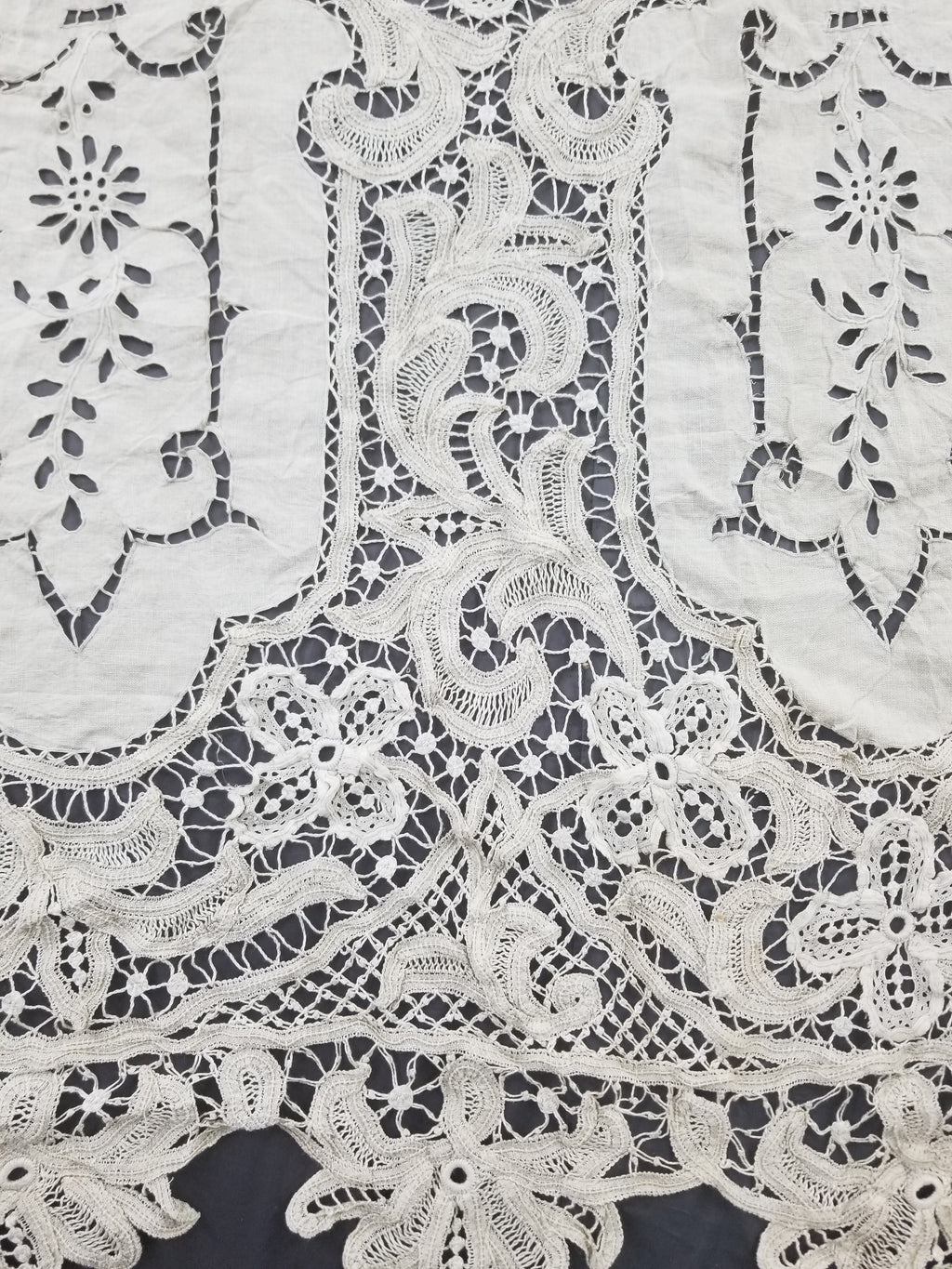 Antique European Point De Venise Floral Lace Cutwork Curtain Panel 250x170cm