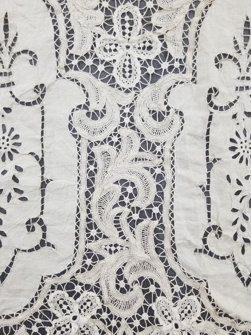 Antique European Point De Venise Floral Lace Cutwork Curtain Panel 250x170cm