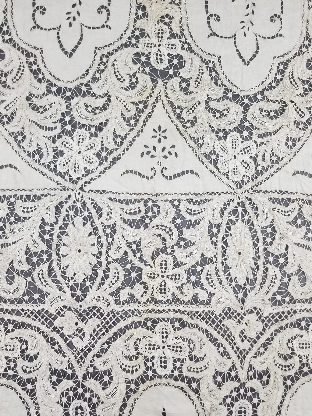 Antique European Point De Venise Floral Lace Cutwork Curtain Panel 250x170cm