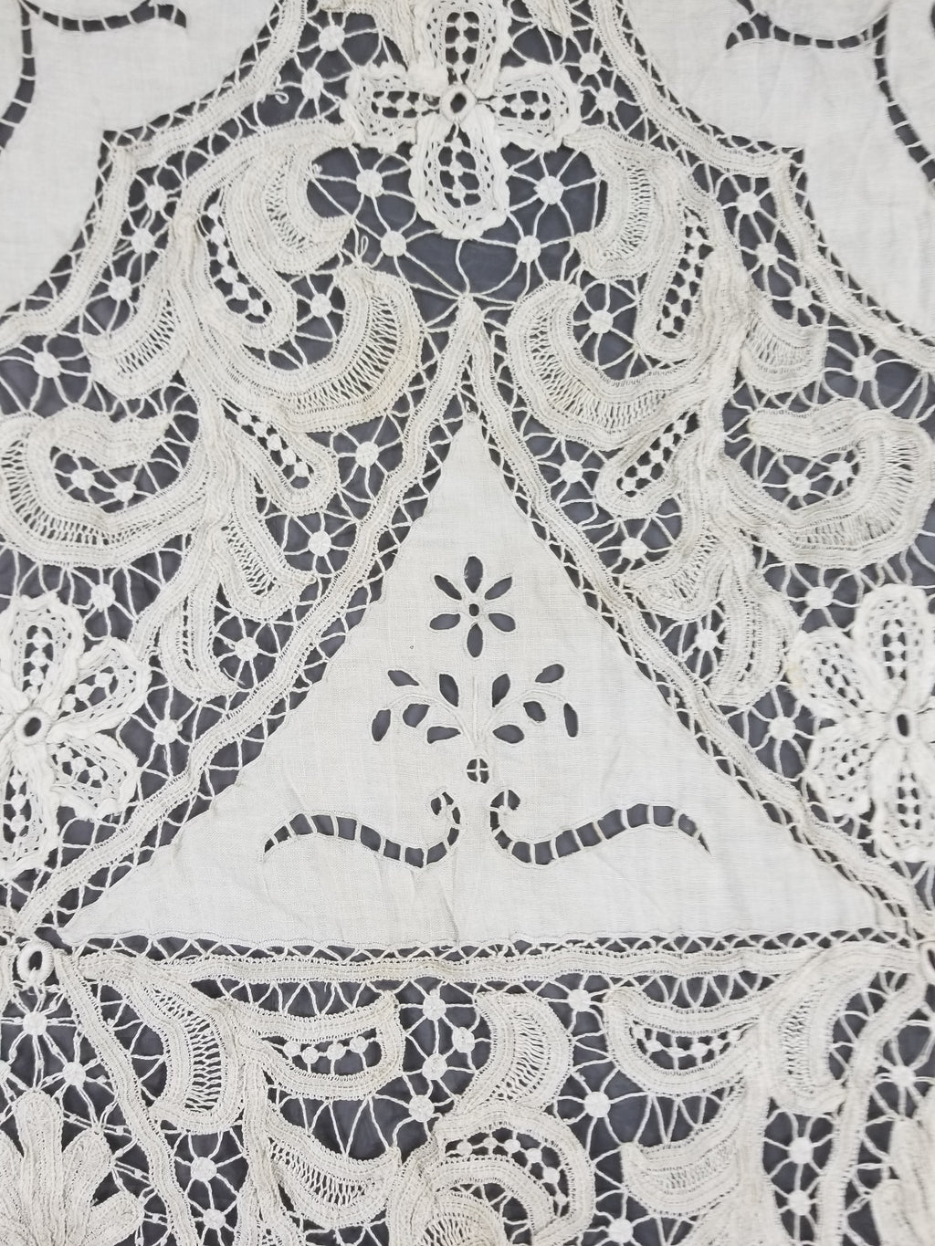 Antique European Point De Venise Floral Lace Cutwork Curtain Panel 250x170cm