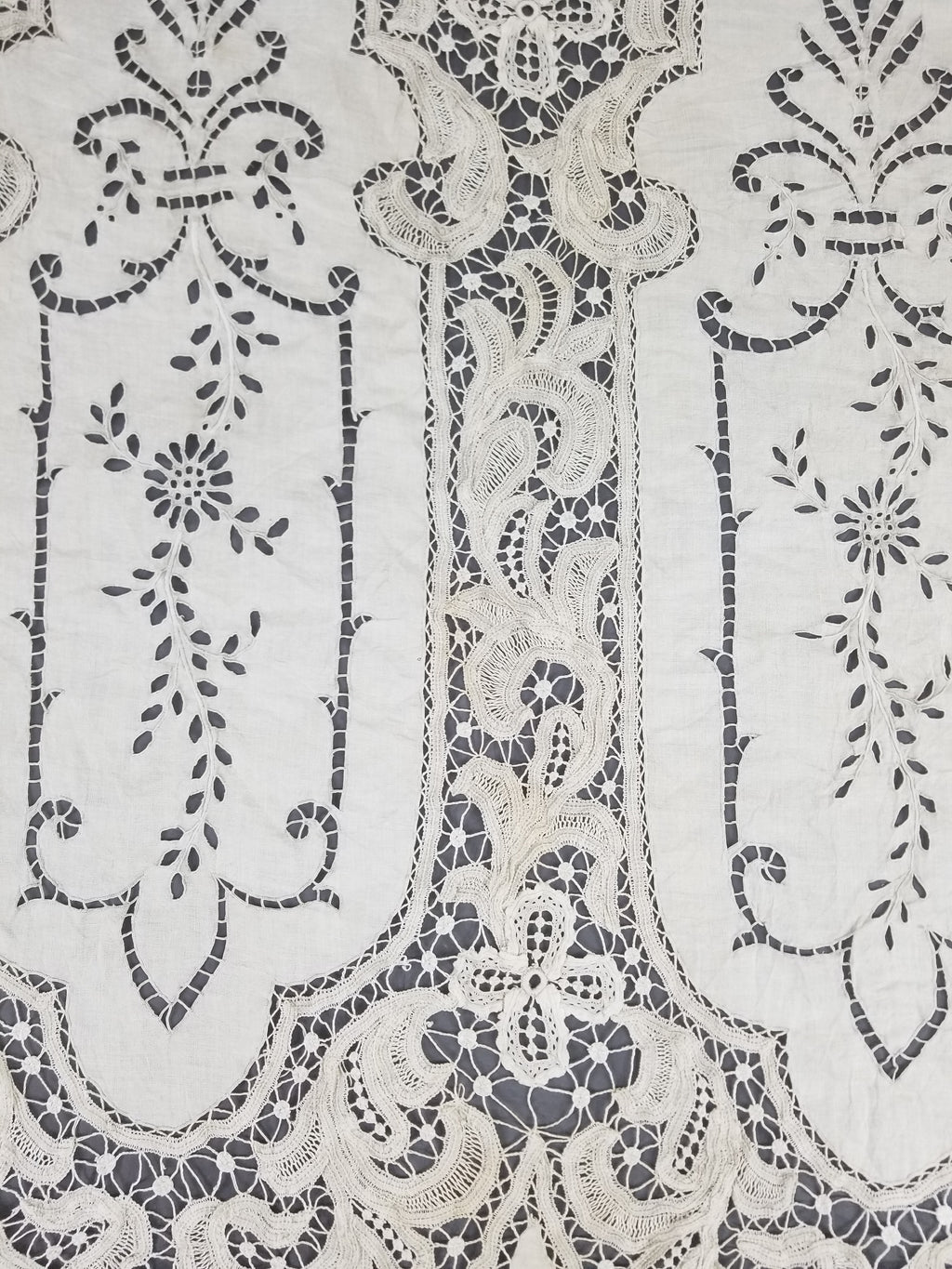 Antique European Point De Venise Floral Lace Cutwork Curtain Panel 250x170cm