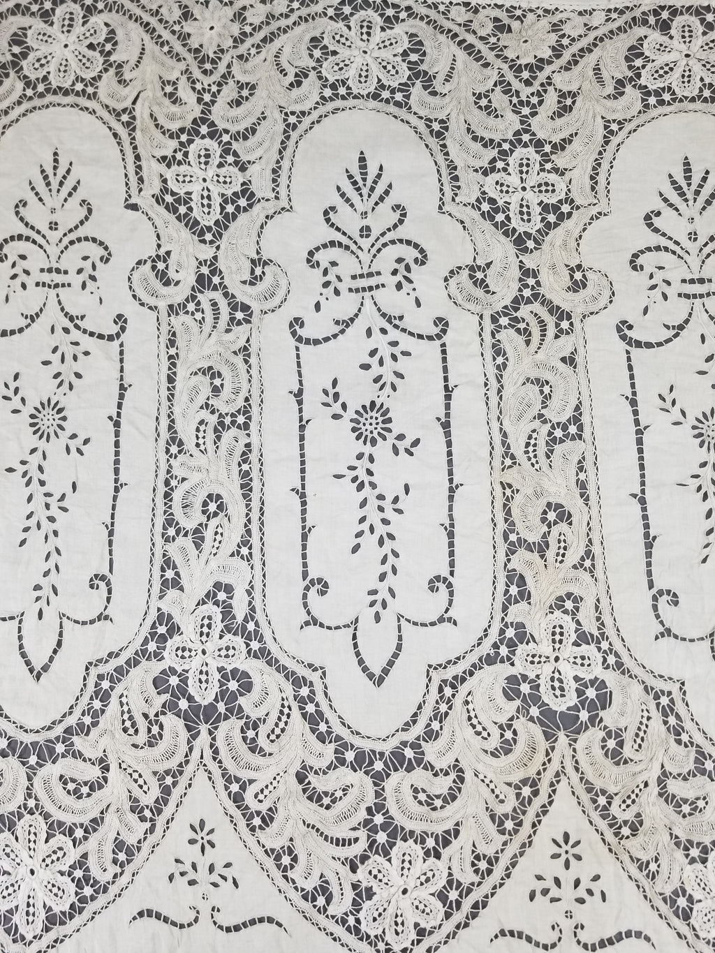 Antique European Point De Venise Floral Lace Cutwork Curtain Panel 250x170cm