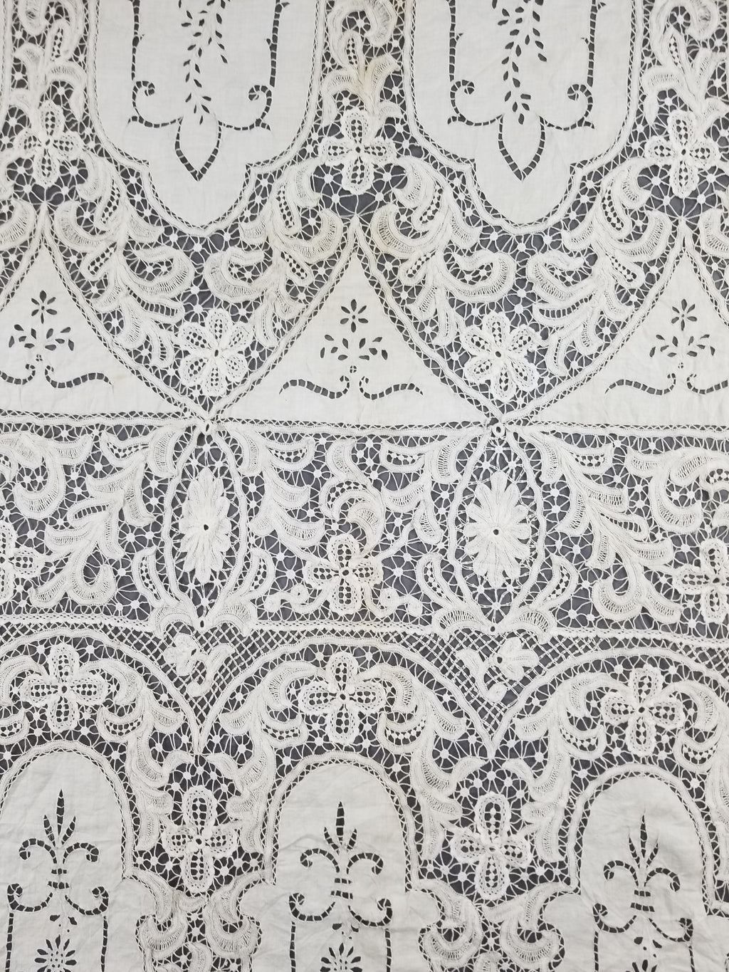 Antique European Point De Venise Floral Lace Cutwork Curtain Panel 250x170cm