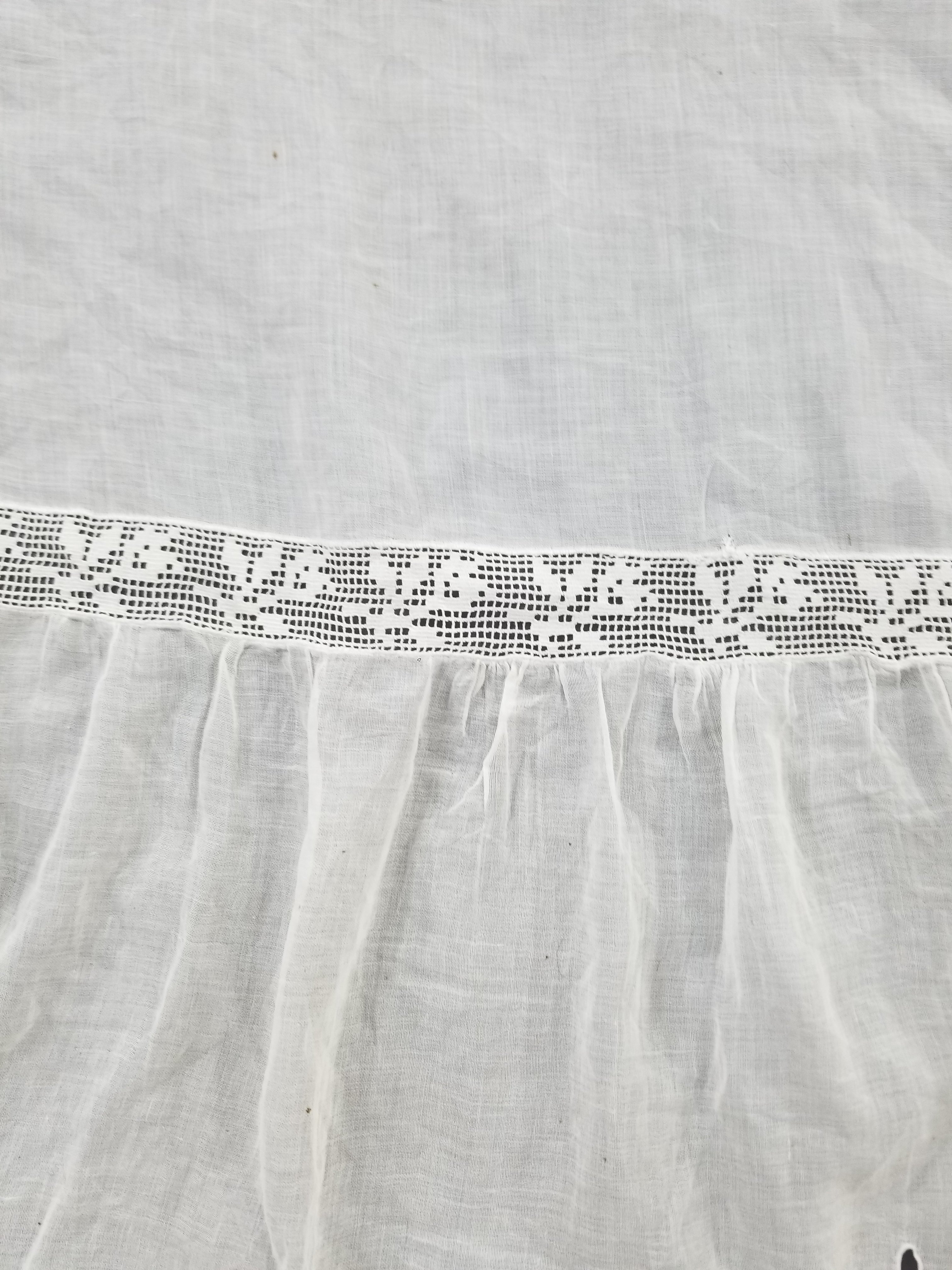 Antique Italian Filet Lace Cherub Floral Cutwork Tablecloth 320x185cm