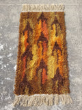 Vintage Traditional Handwoven Scandinavian Wool Shaggy Rya Rug 106x58cm