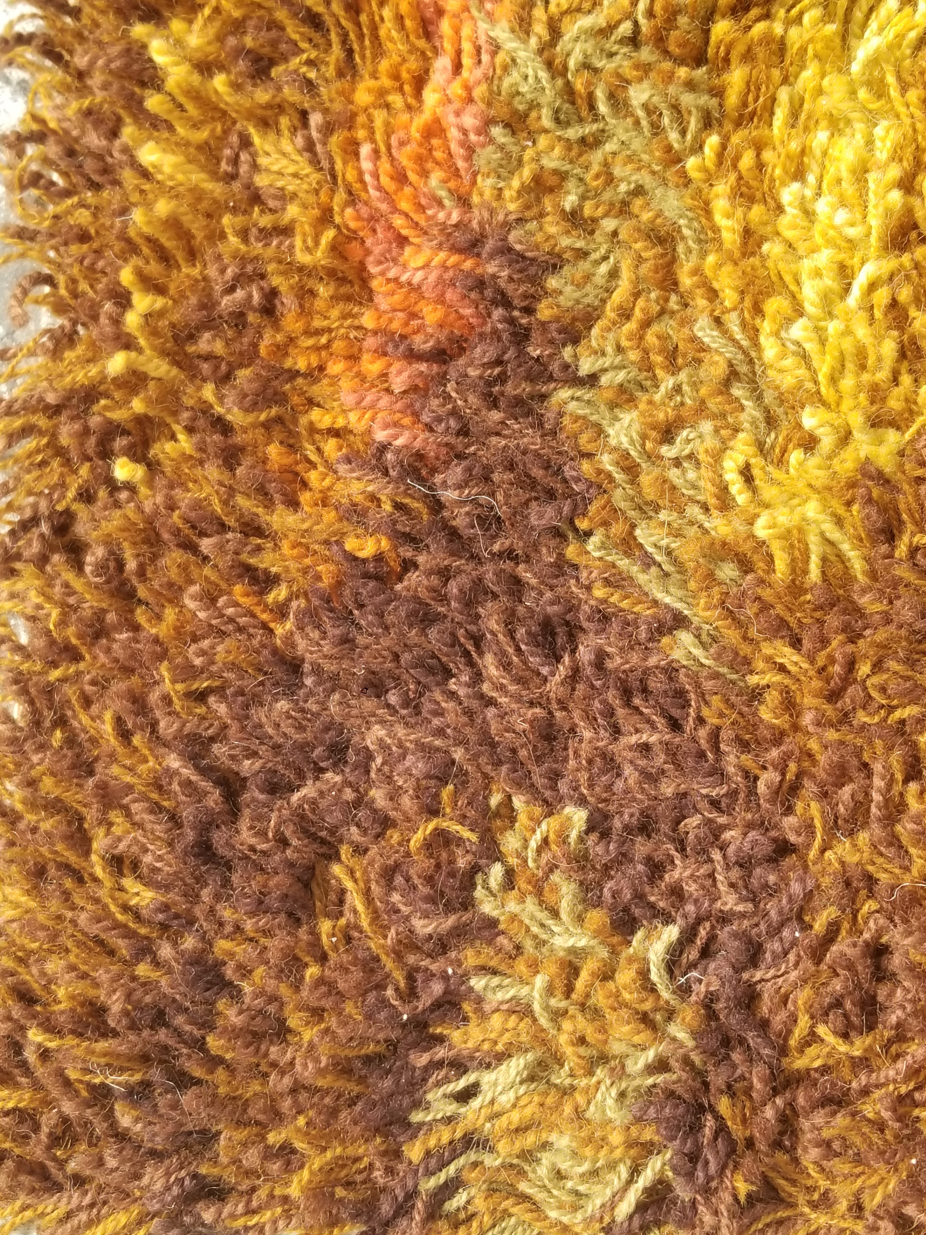 Vintage Traditional Handwoven Scandinavian Wool Shaggy Rya Rug 106x58cm