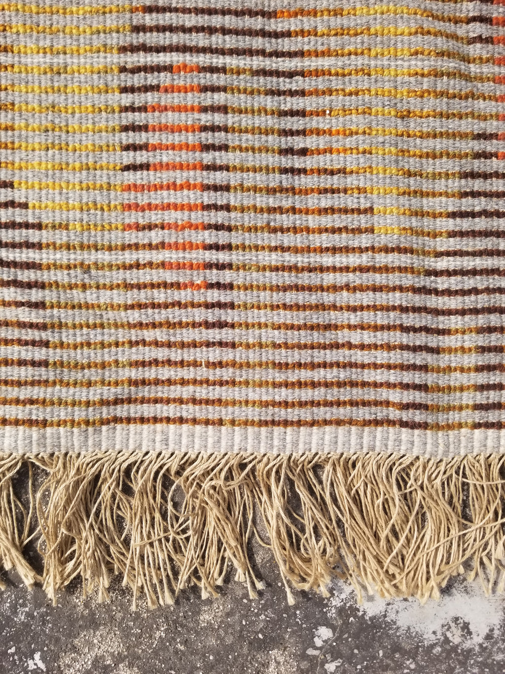 Vintage Traditional Handwoven Scandinavian Wool Shaggy Rya Rug 106x58cm