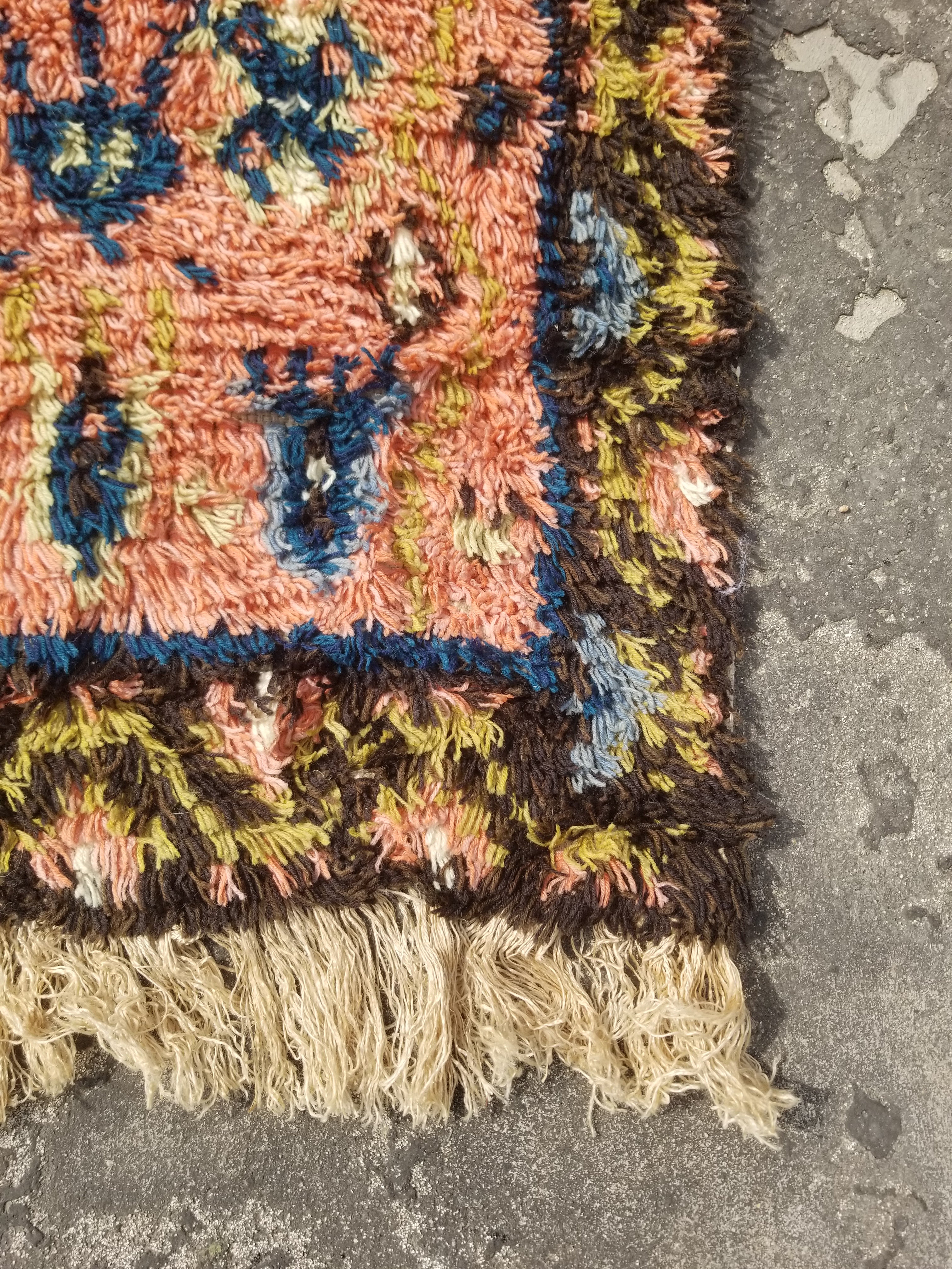 Antique Traditional Handwoven Turkish Tulu Wool Shaggy Rug 101x58cm