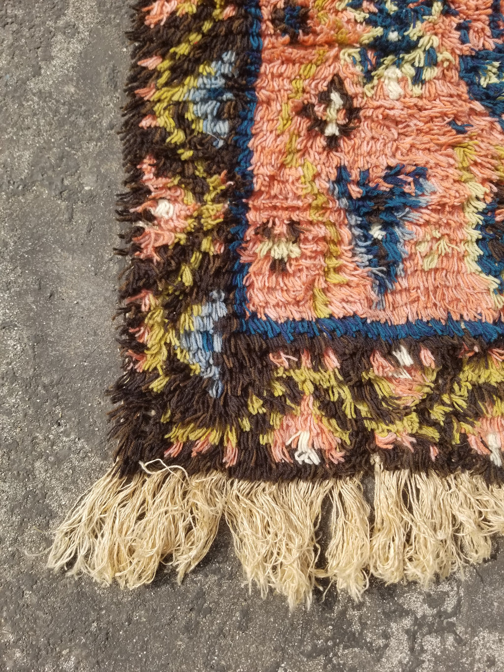 Antique Traditional Handwoven Turkish Tulu Wool Shaggy Rug 101x58cm