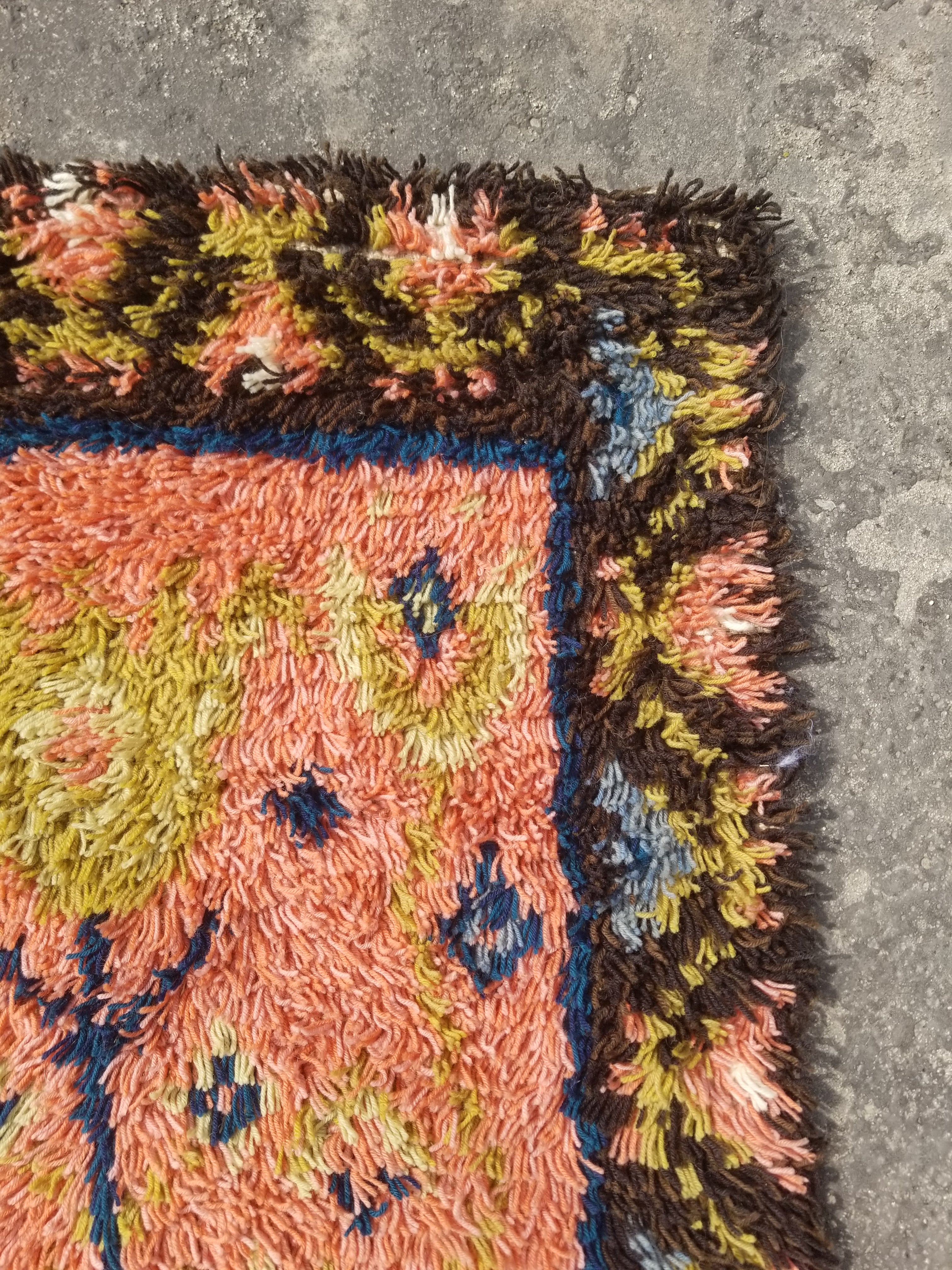 Antique Traditional Handwoven Turkish Tulu Wool Shaggy Rug 101x58cm