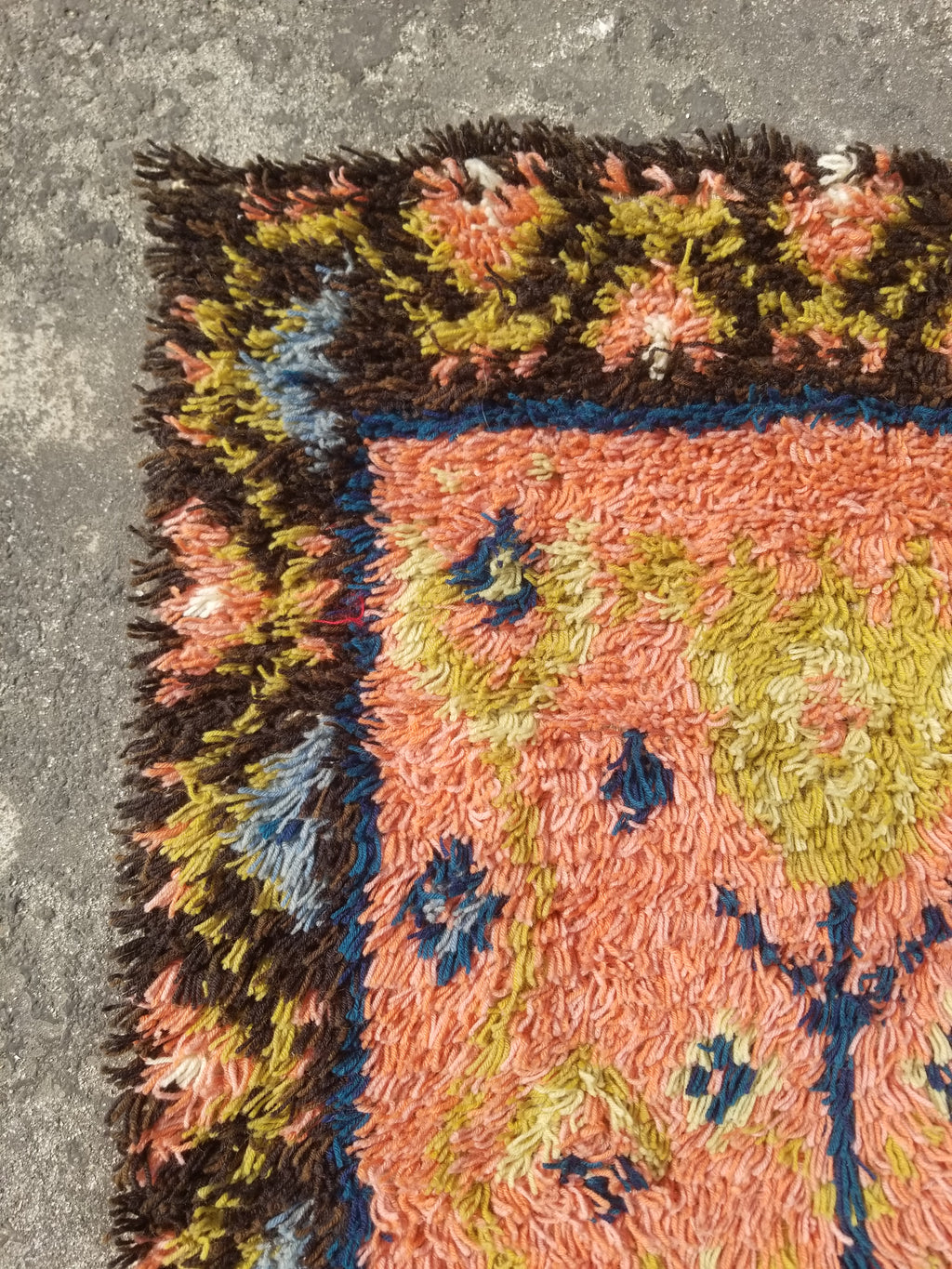 Antique Traditional Handwoven Turkish Tulu Wool Shaggy Rug 101x58cm