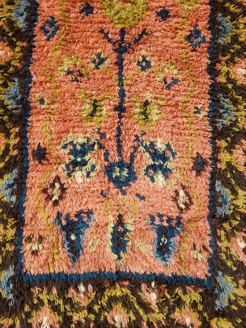 Antique Traditional Handwoven Turkish Tulu Wool Shaggy Rug 101x58cm
