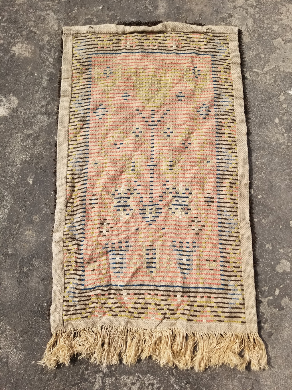 Antique Traditional Handwoven Turkish Tulu Wool Shaggy Rug 101x58cm