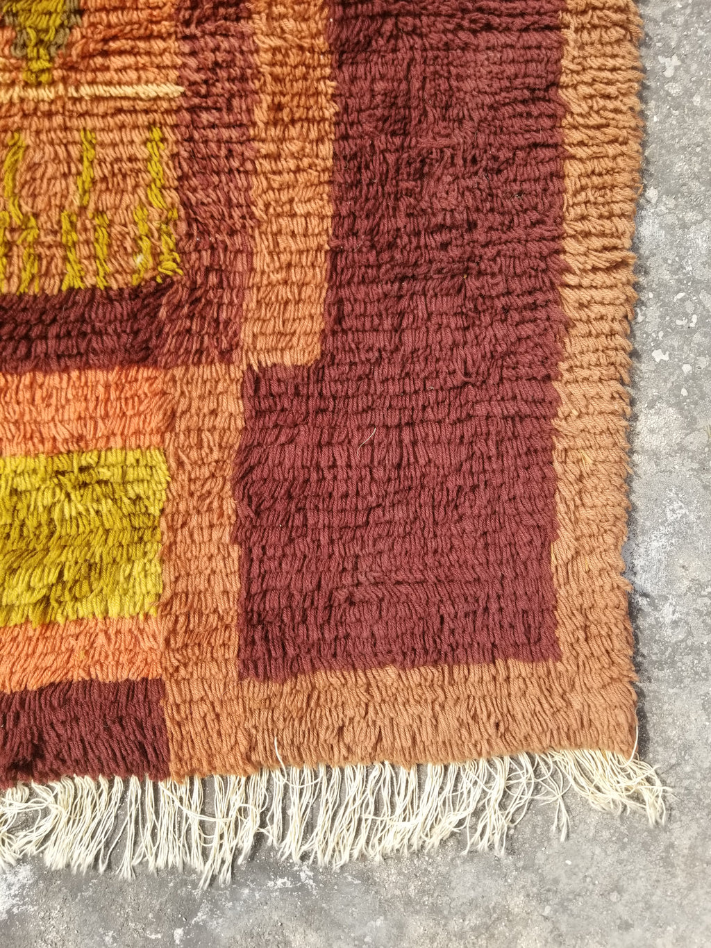 Vintage Traditional Handwoven Scandinavian Wool Shaggy Rya Rug 156x100cm