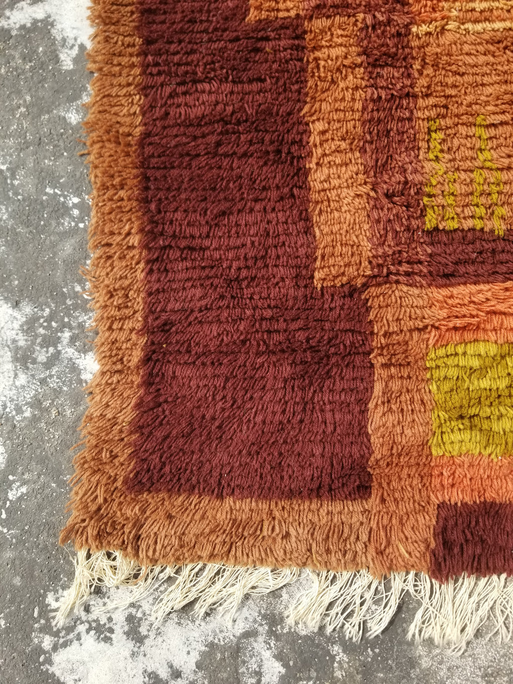 Vintage Traditional Handwoven Scandinavian Wool Shaggy Rya Rug 156x100cm