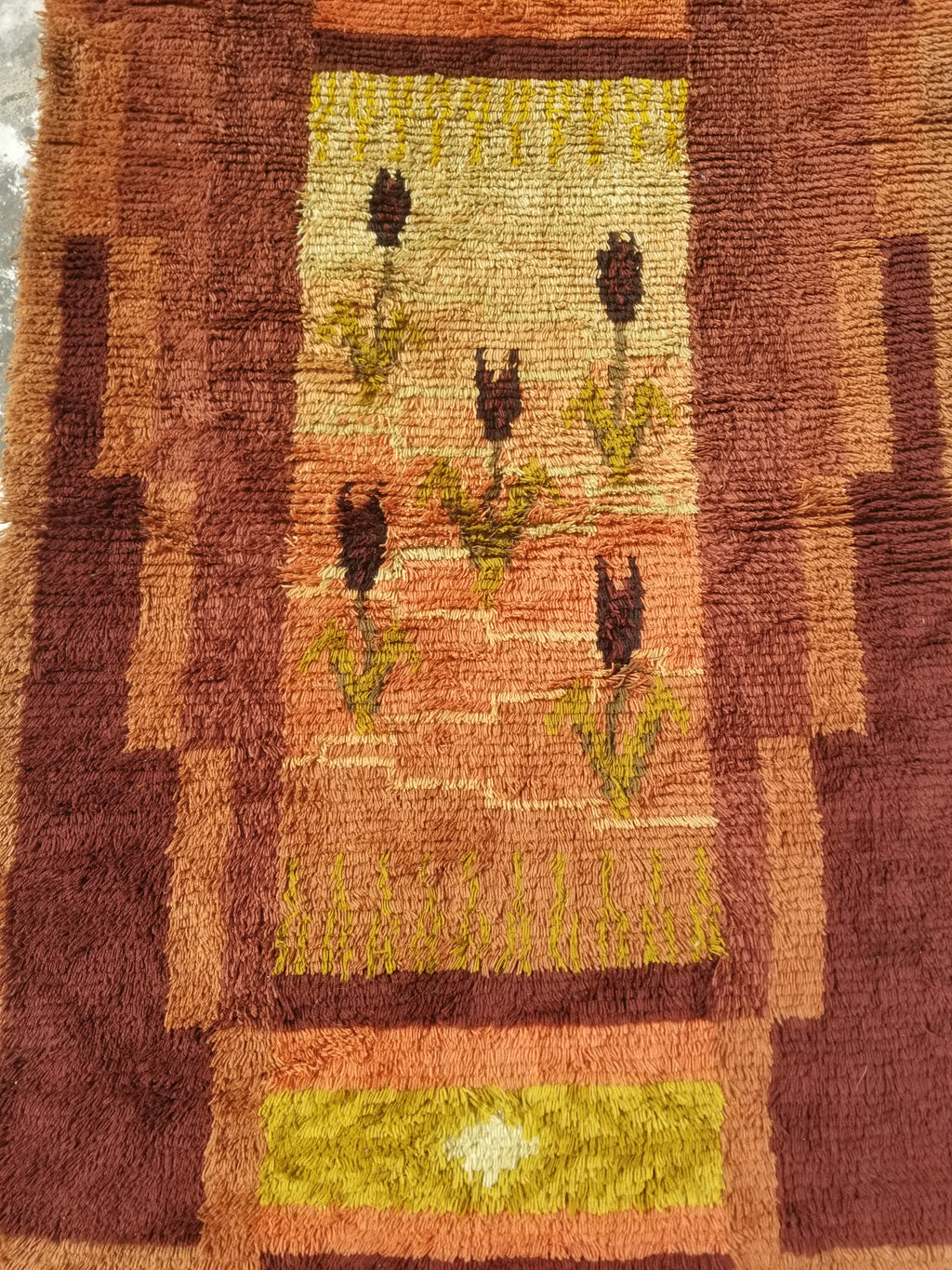 Vintage Traditional Handwoven Scandinavian Wool Shaggy Rya Rug 156x100cm