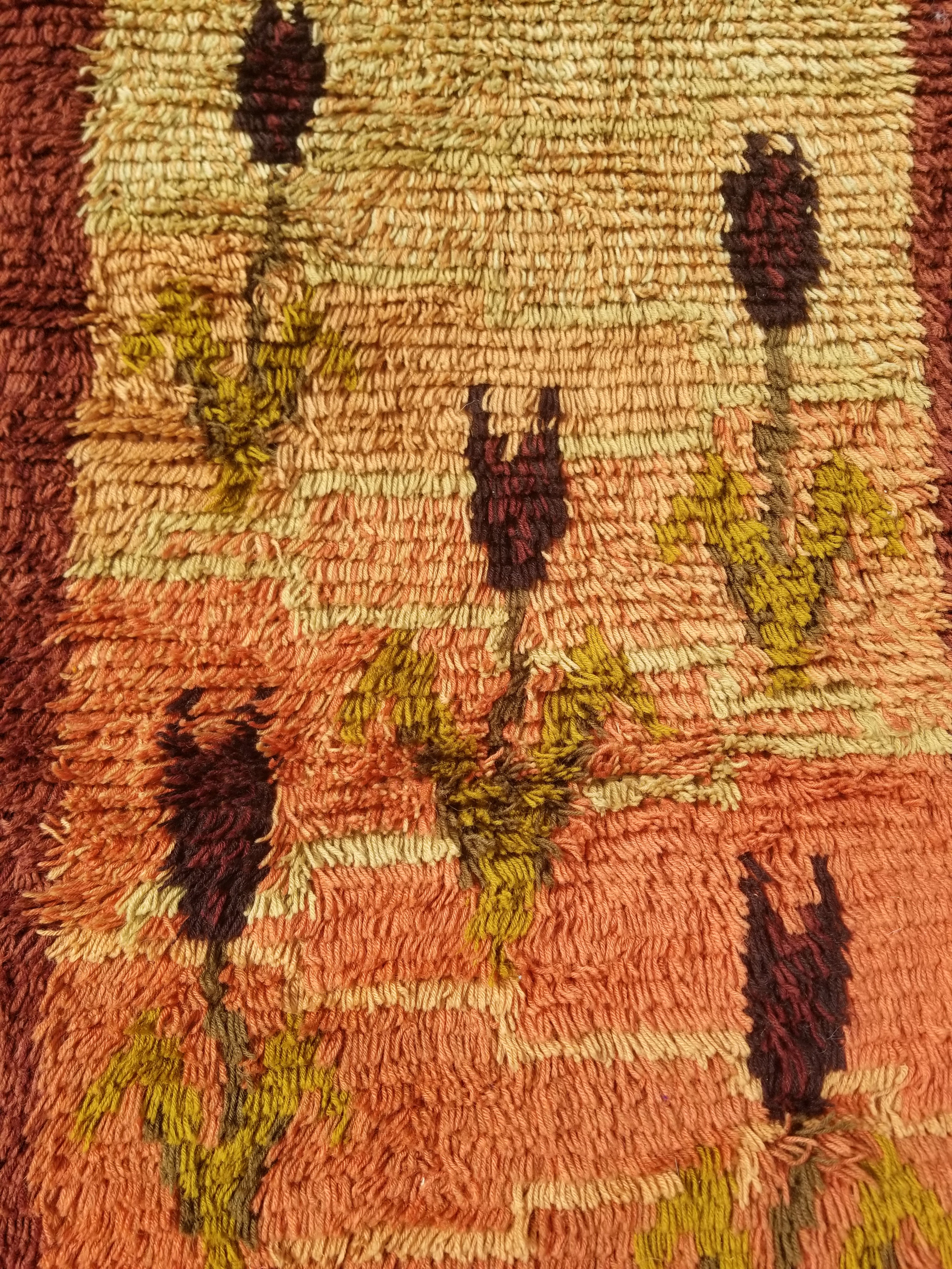 Vintage Traditional Handwoven Scandinavian Wool Shaggy Rya Rug 156x100cm