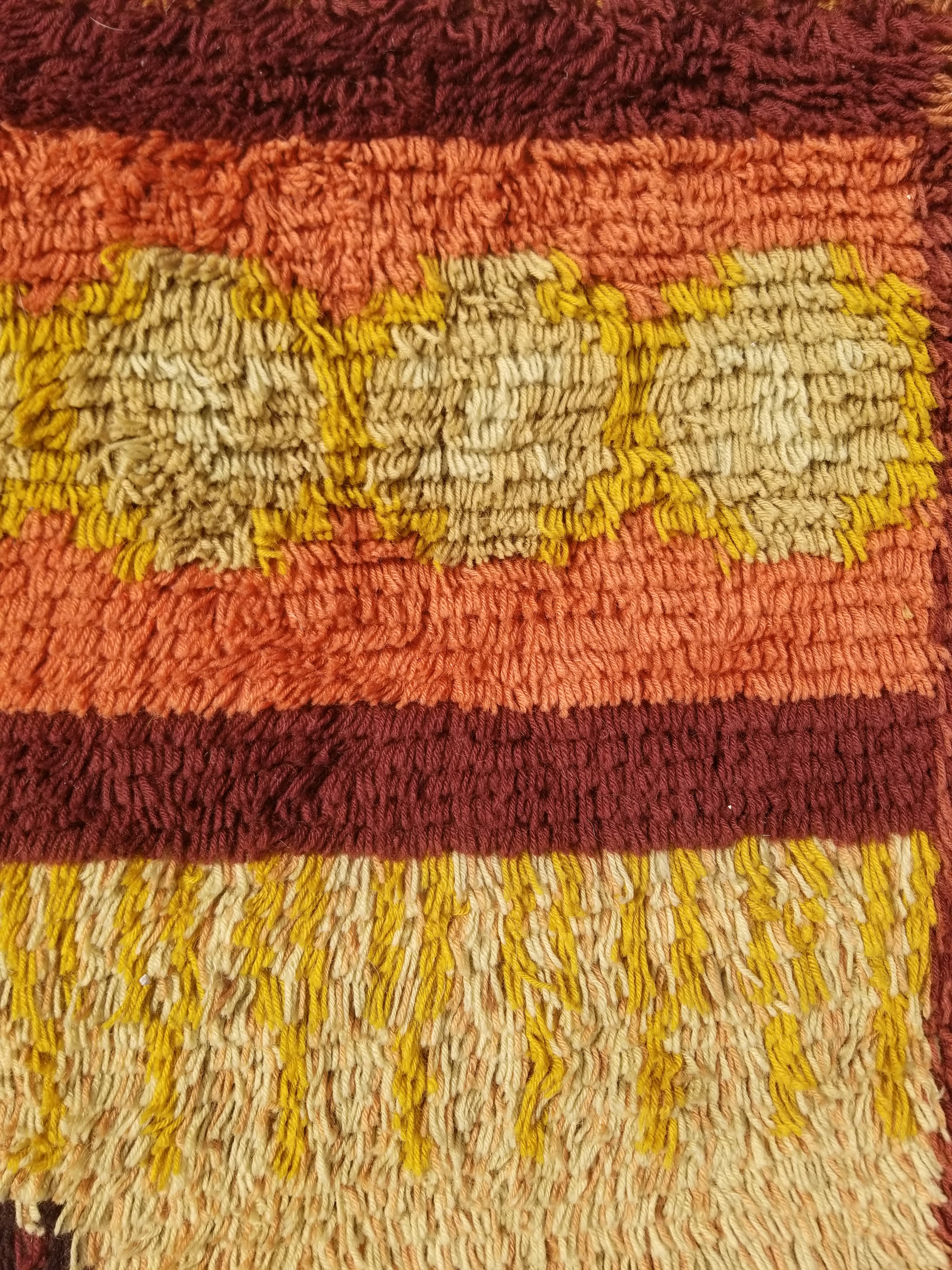 Vintage Traditional Handwoven Scandinavian Wool Shaggy Rya Rug 156x100cm