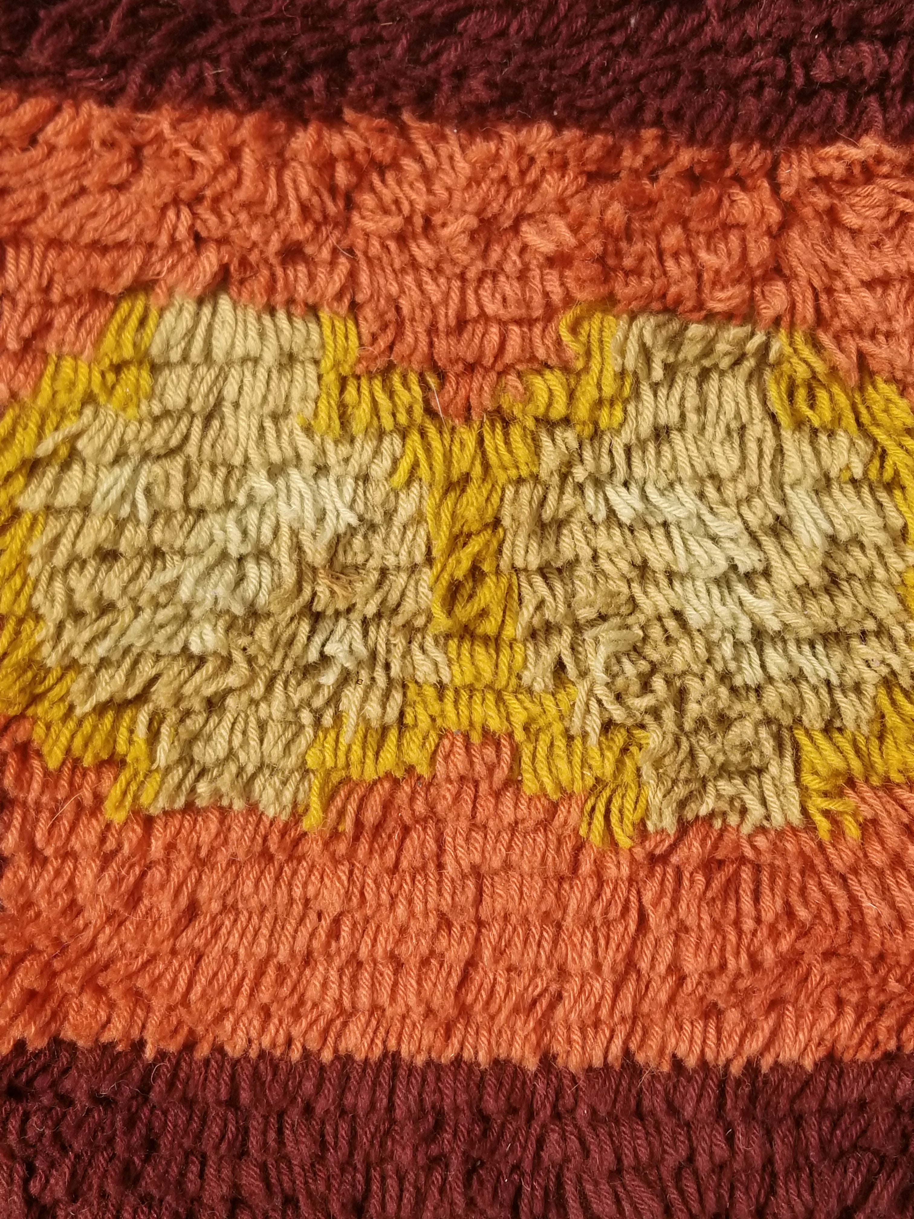 Vintage Traditional Handwoven Scandinavian Wool Shaggy Rya Rug 156x100cm