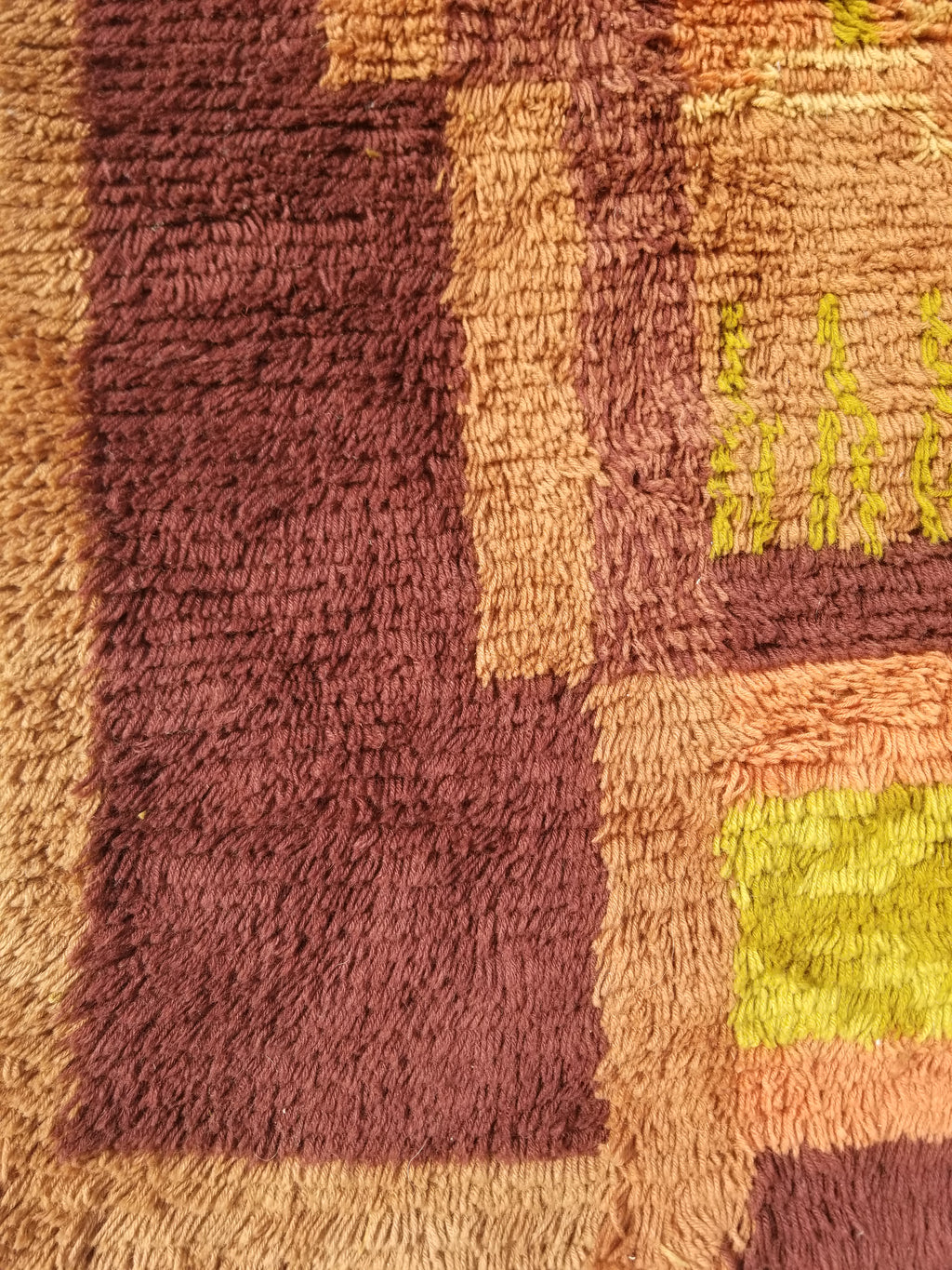 Vintage Traditional Handwoven Scandinavian Wool Shaggy Rya Rug 156x100cm