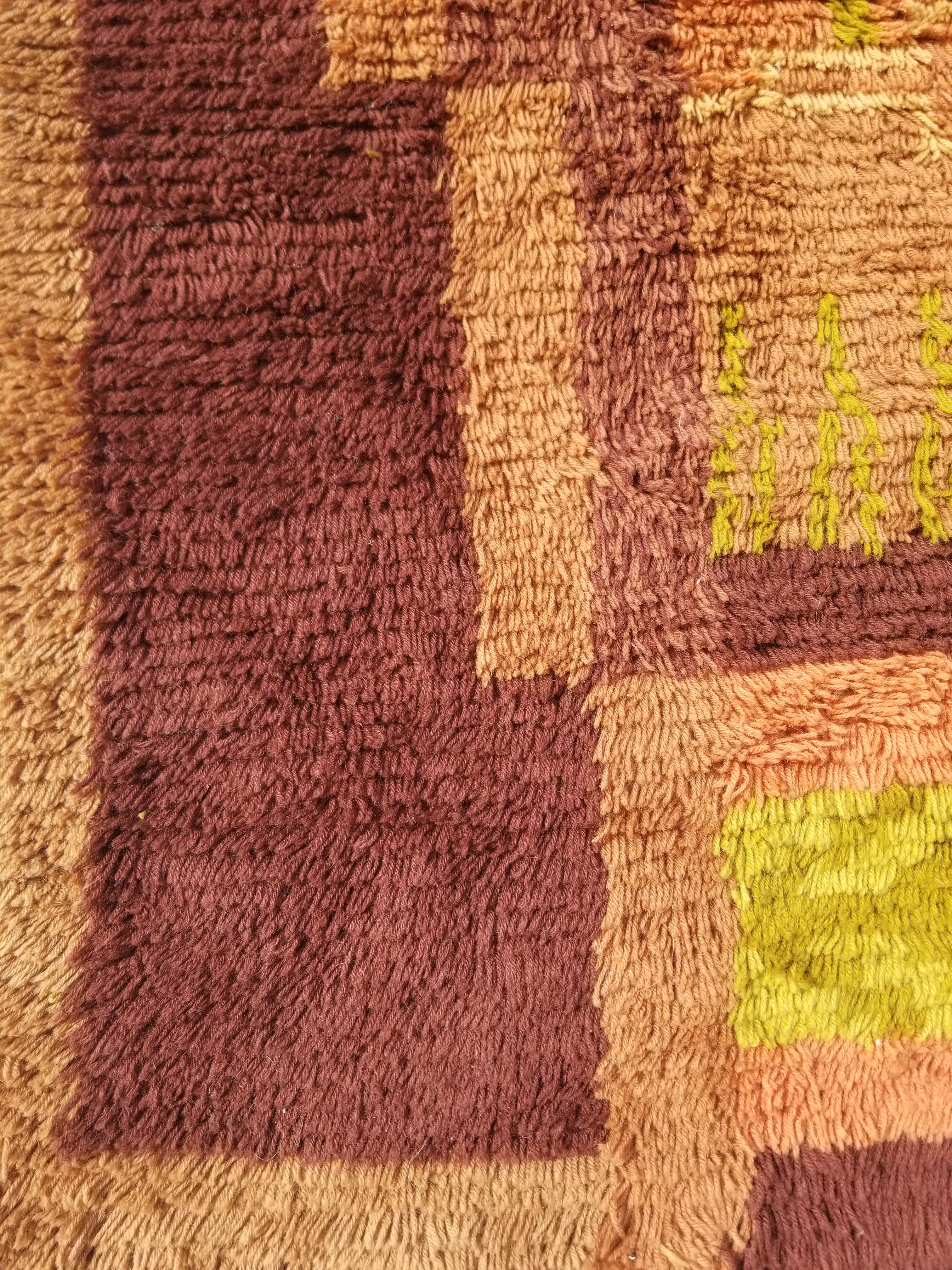 Vintage Traditional Handwoven Scandinavian Wool Shaggy Rya Rug 156x100cm