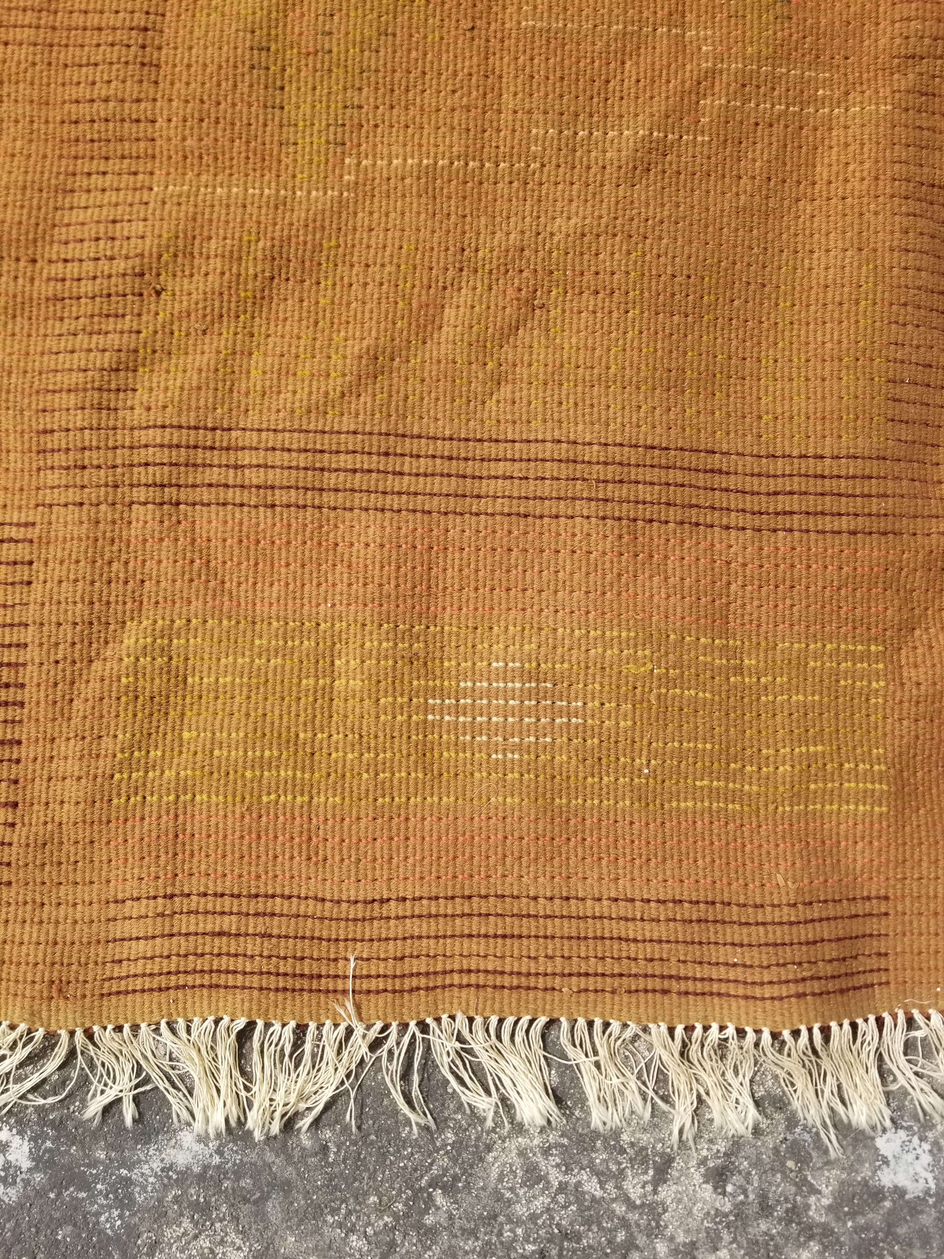 Vintage Traditional Handwoven Scandinavian Wool Shaggy Rya Rug 156x100cm