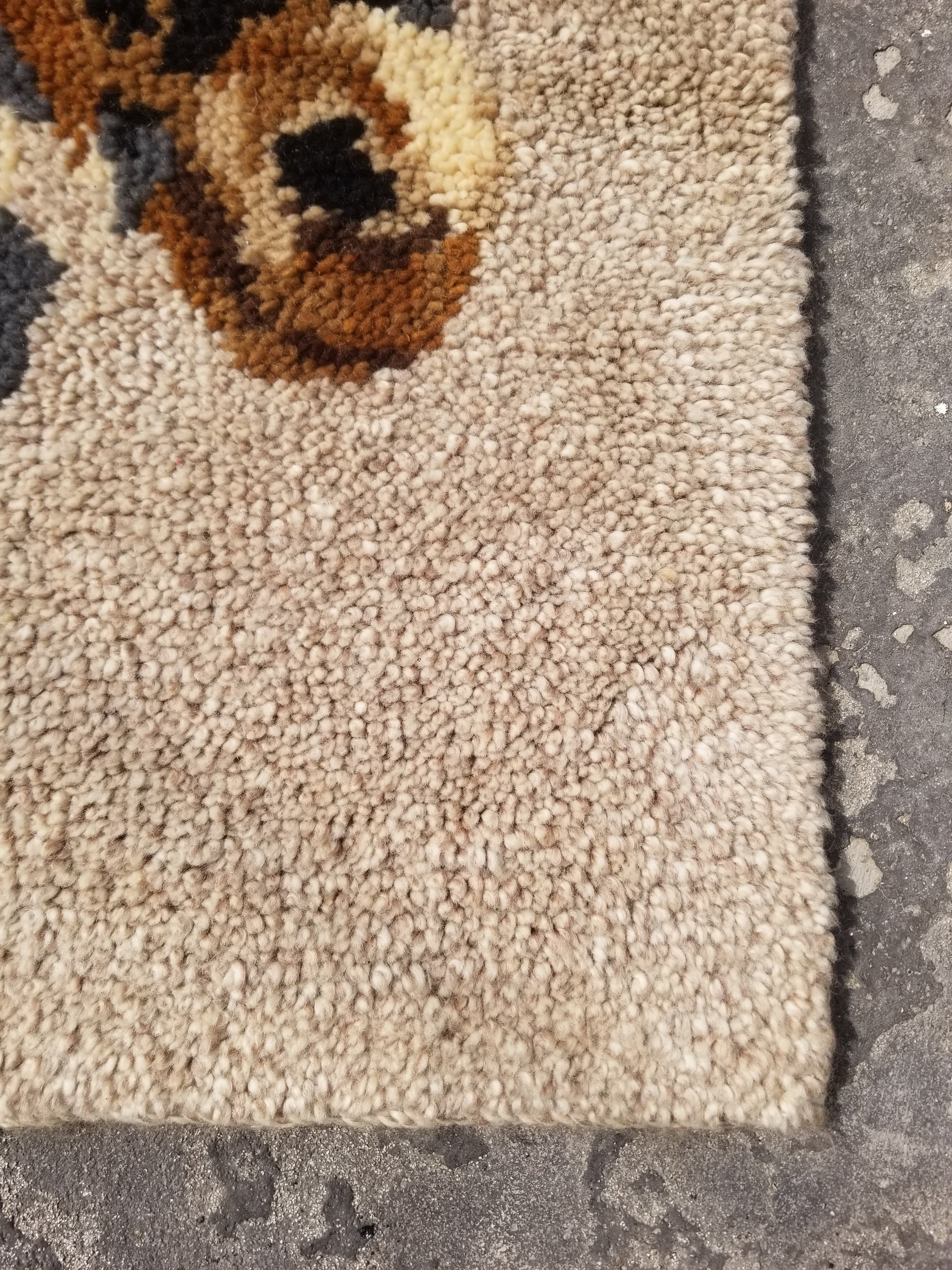 Vintage 1970s Handmade Latch Hook Horse Head Design Wool Wall Hanging Rug 95x69c