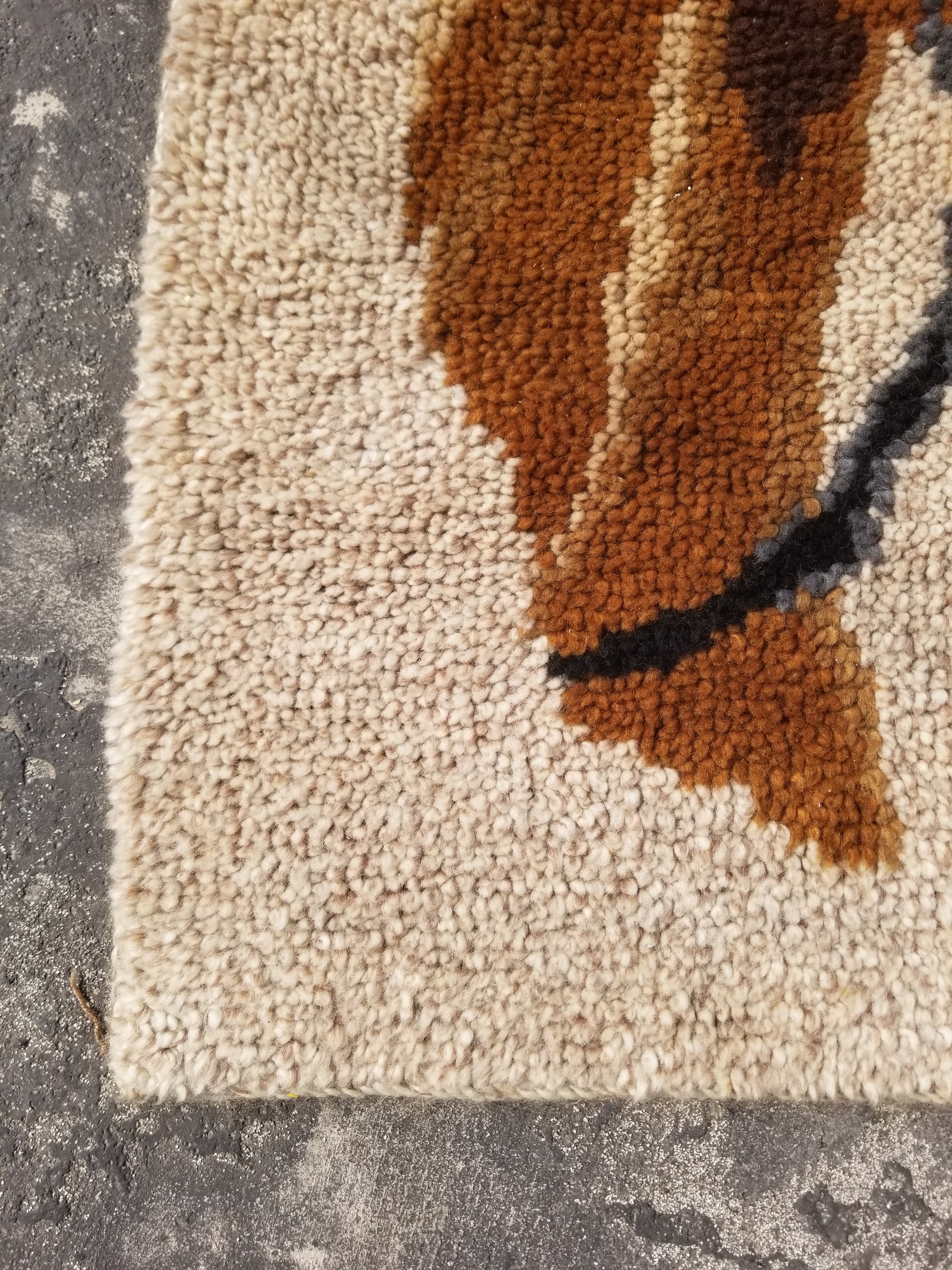 Vintage 1970s Handmade Latch Hook Horse Head Design Wool Wall Hanging Rug 95x69c