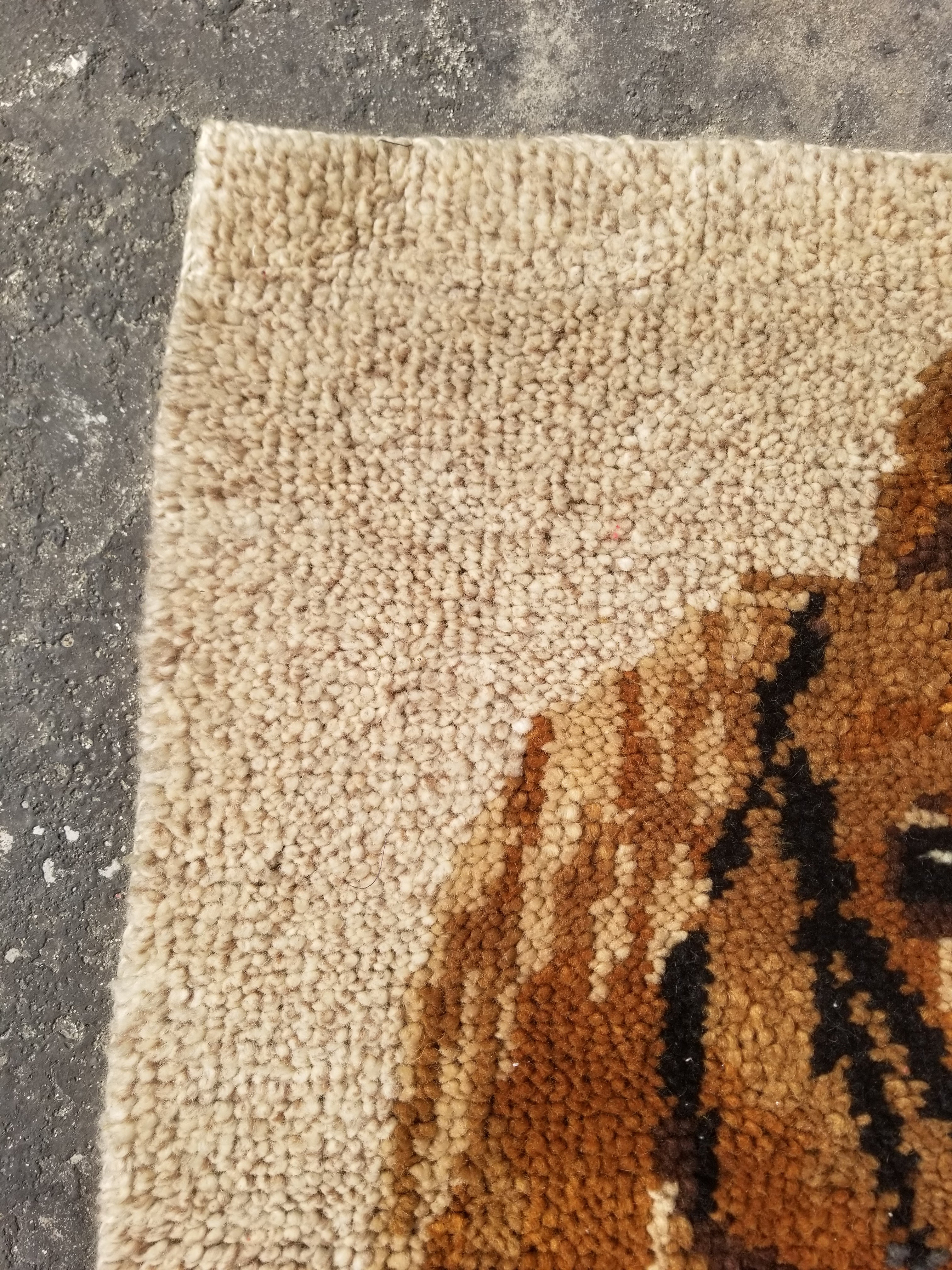Vintage 1970s Handmade Latch Hook Horse Head Design Wool Wall Hanging Rug 95x69c