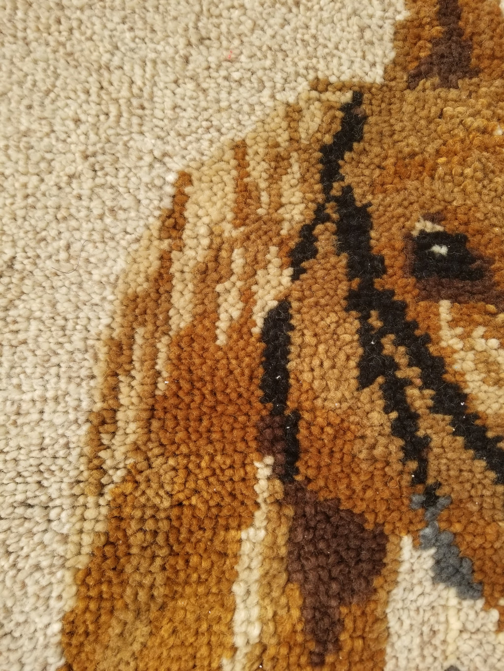 Vintage 1970s Handmade Latch Hook Horse Head Design Wool Wall Hanging Rug 95x69c