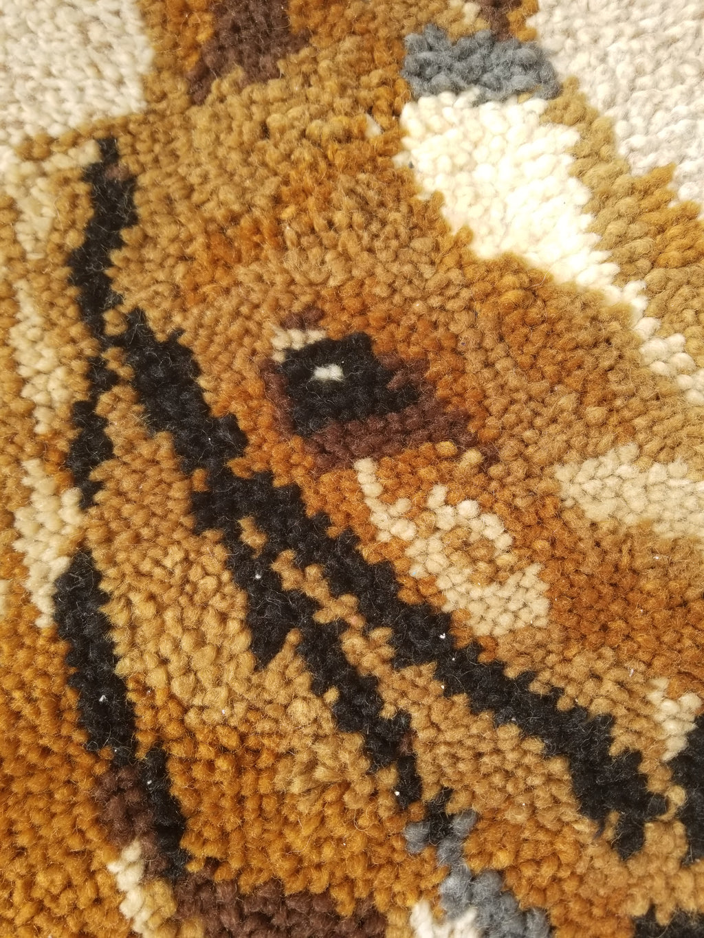 Vintage 1970s Handmade Latch Hook Horse Head Design Wool Wall Hanging Rug 95x69c