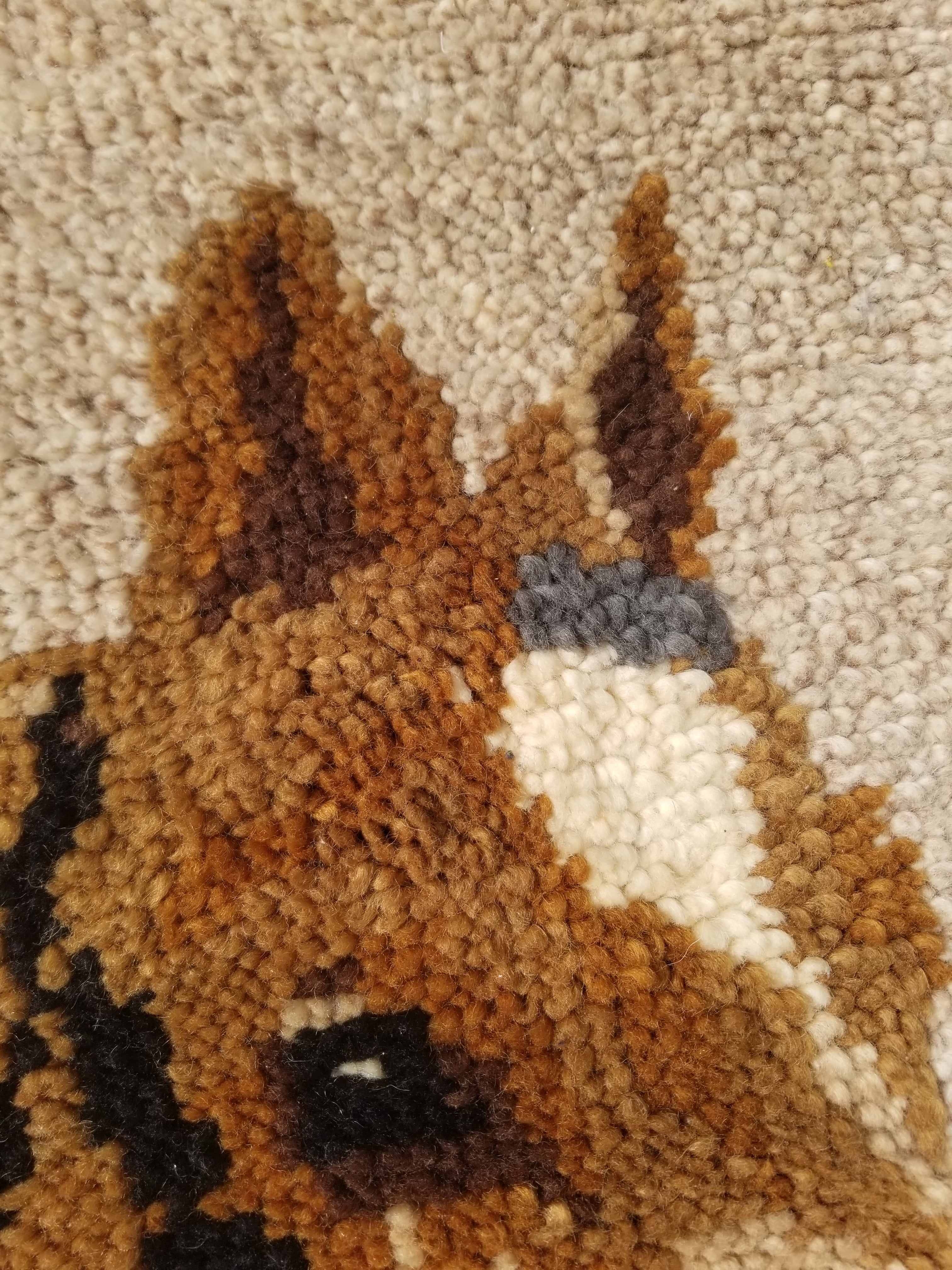 Vintage 1970s Handmade Latch Hook Horse Head Design Wool Wall Hanging Rug 95x69c