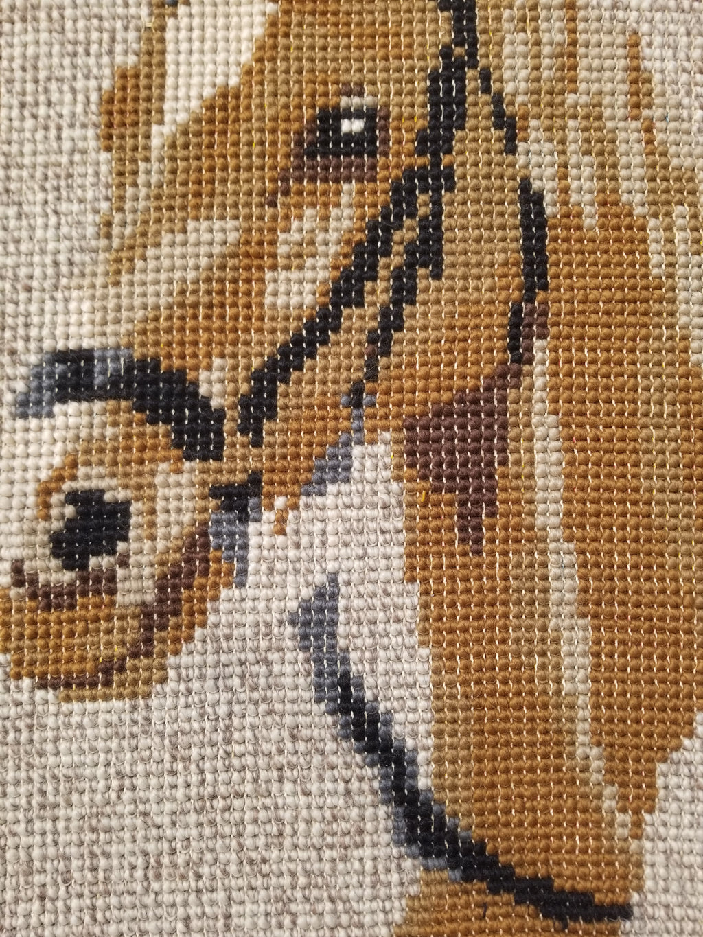 Vintage 1970s Handmade Latch Hook Horse Head Design Wool Wall Hanging Rug 95x69c