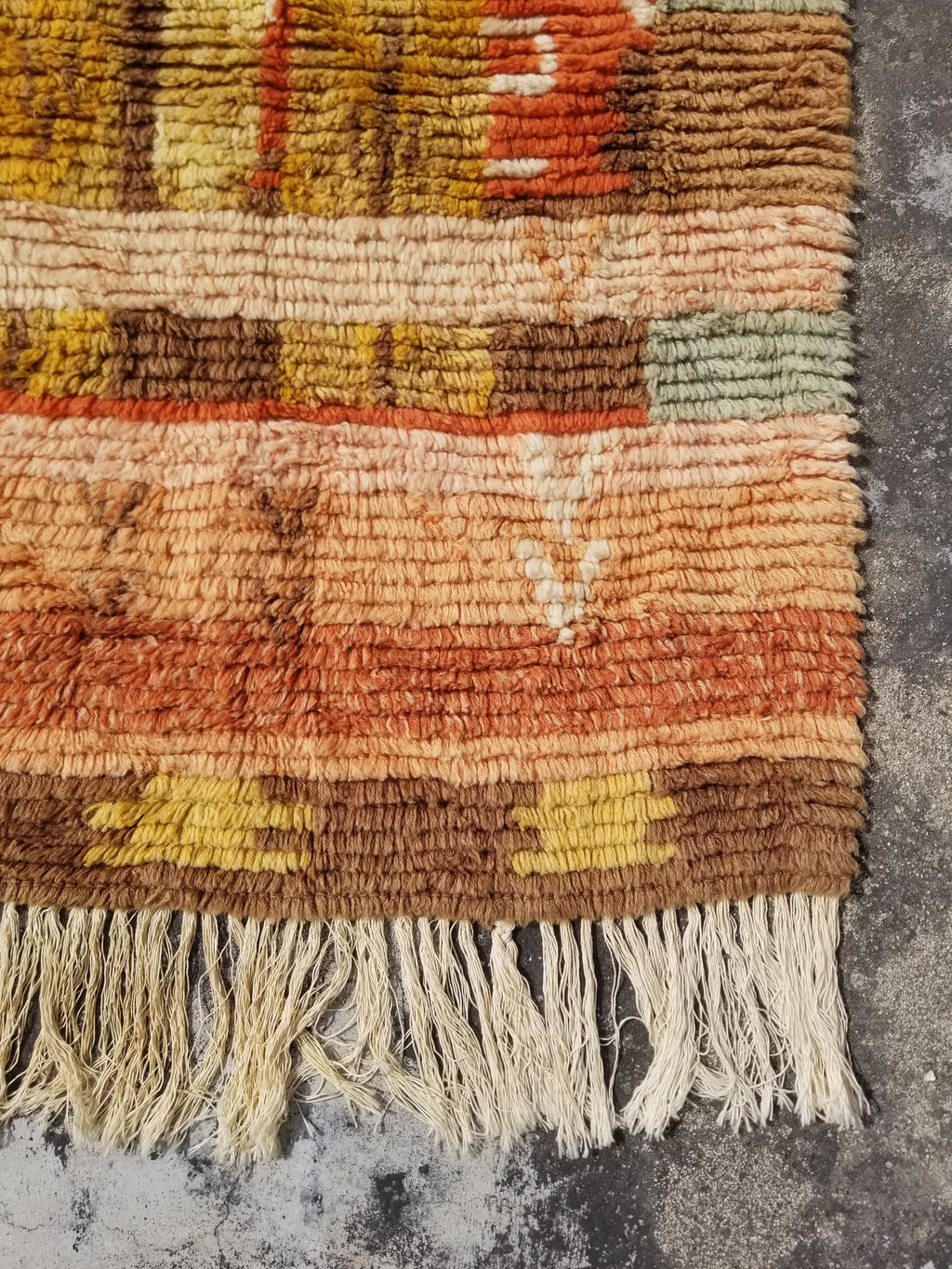 Vintage Traditional Handmade Swedish Wool Rya Shag Rug 107x75cm