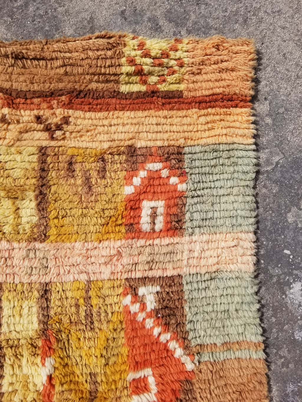 Vintage Traditional Handmade Swedish Wool Rya Shag Rug 107x75cm
