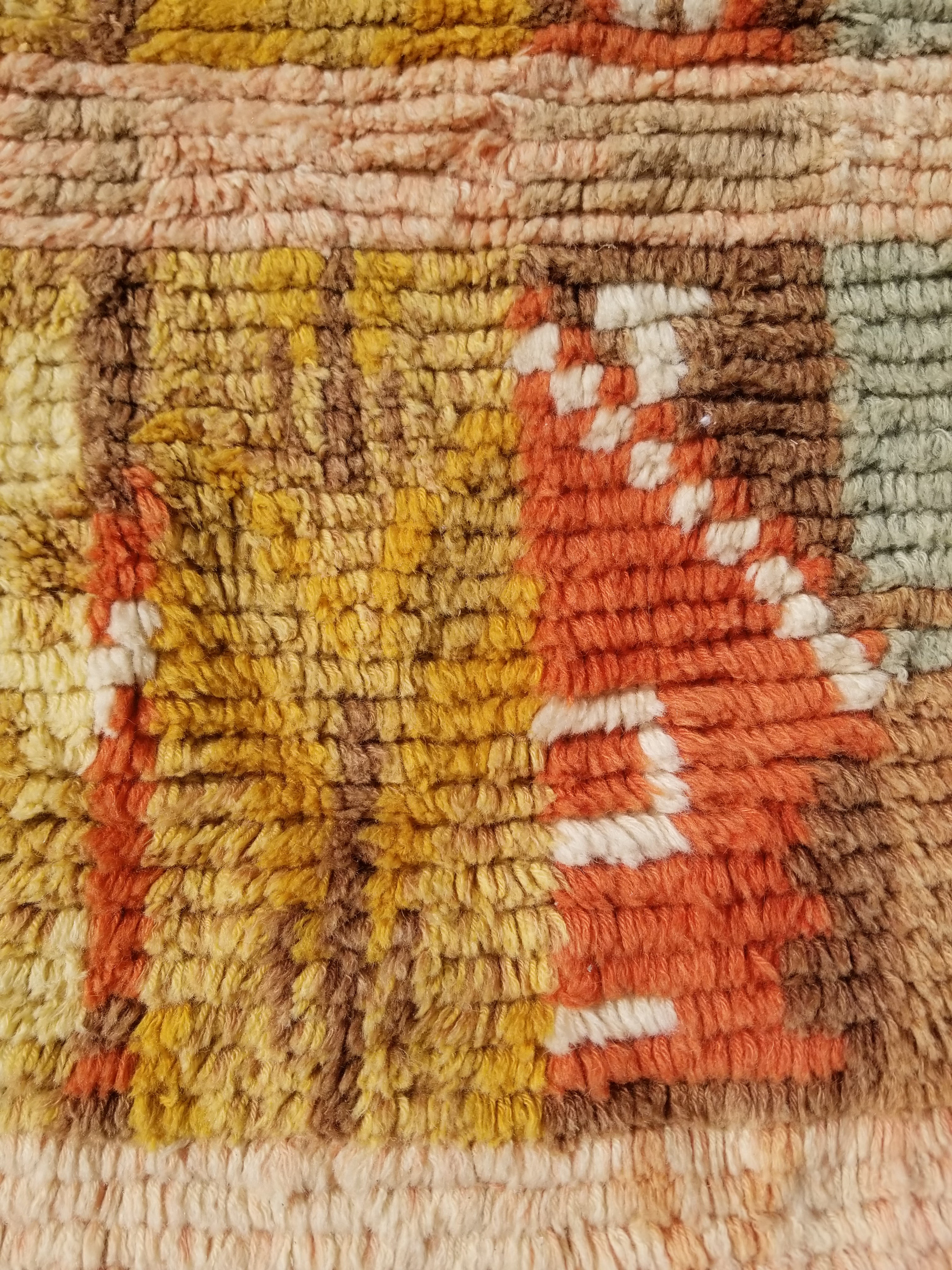 Vintage Traditional Handmade Swedish Wool Rya Shag Rug 107x75cm