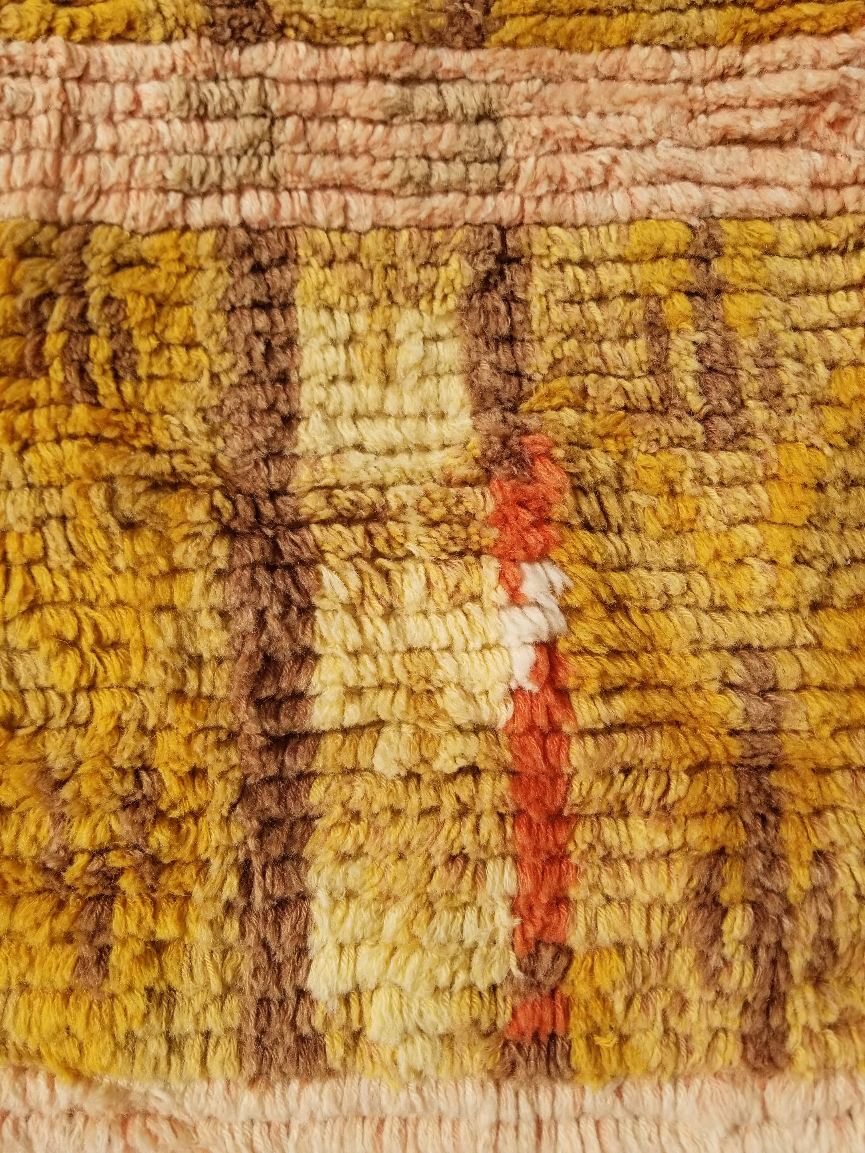 Vintage Traditional Handmade Swedish Wool Rya Shag Rug 107x75cm