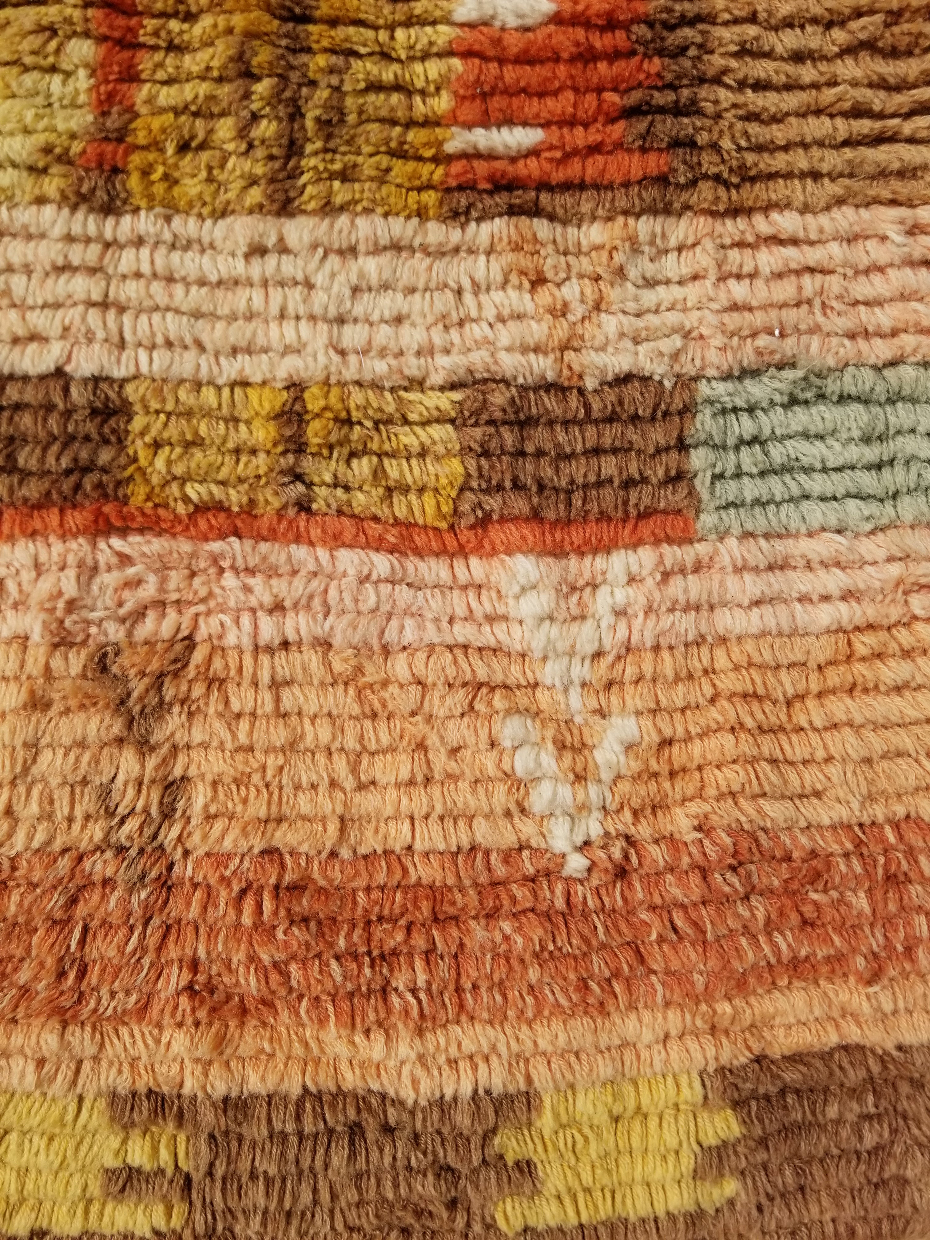 Vintage Traditional Handmade Swedish Wool Rya Shag Rug 107x75cm