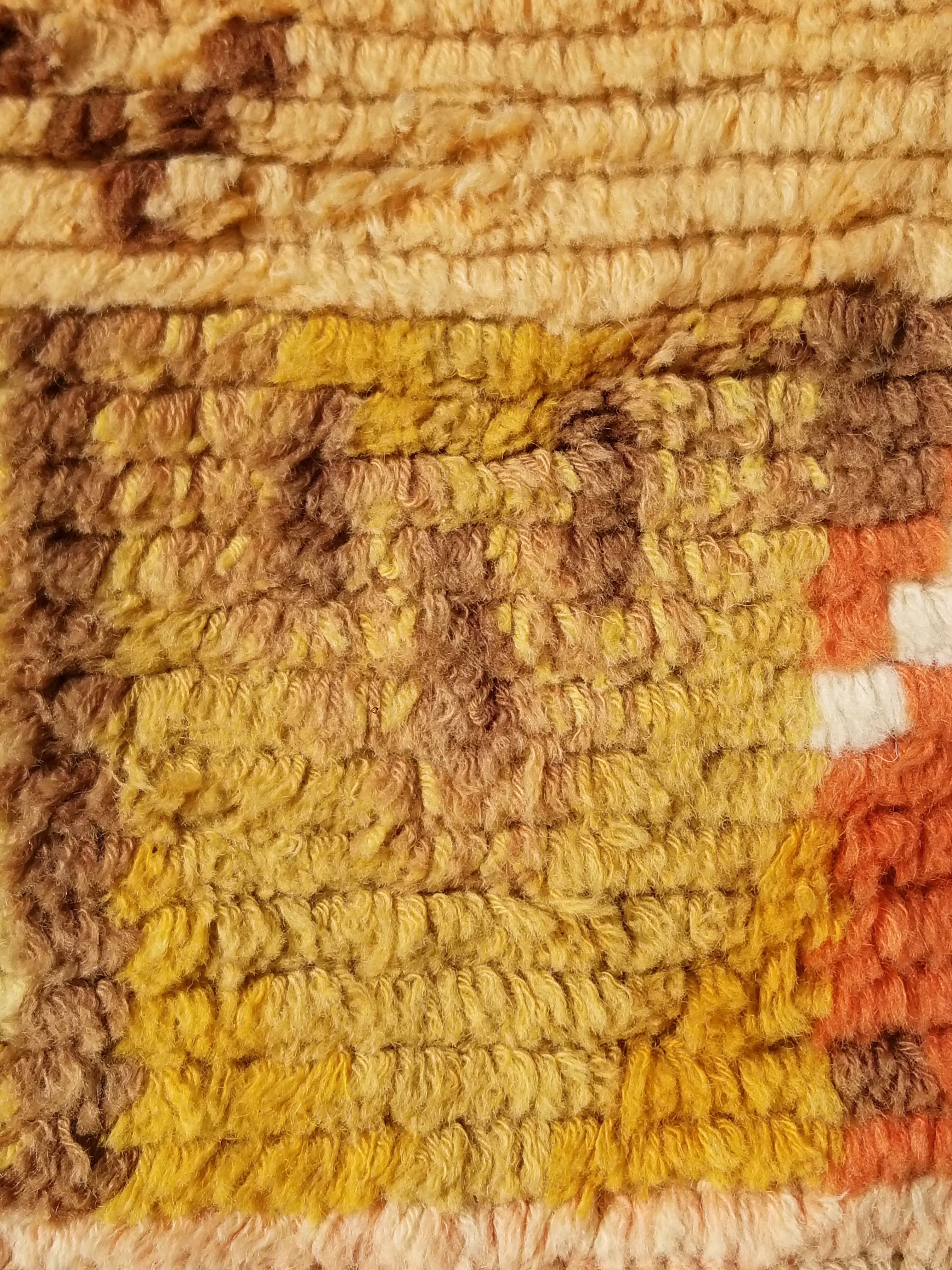 Vintage Traditional Handmade Swedish Wool Rya Shag Rug 107x75cm