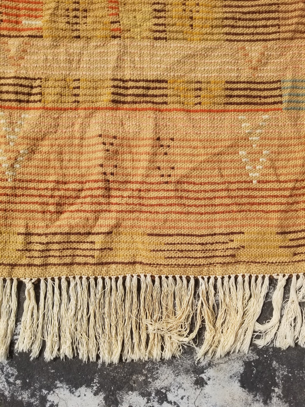 Vintage Traditional Handmade Swedish Wool Rya Shag Rug 107x75cm
