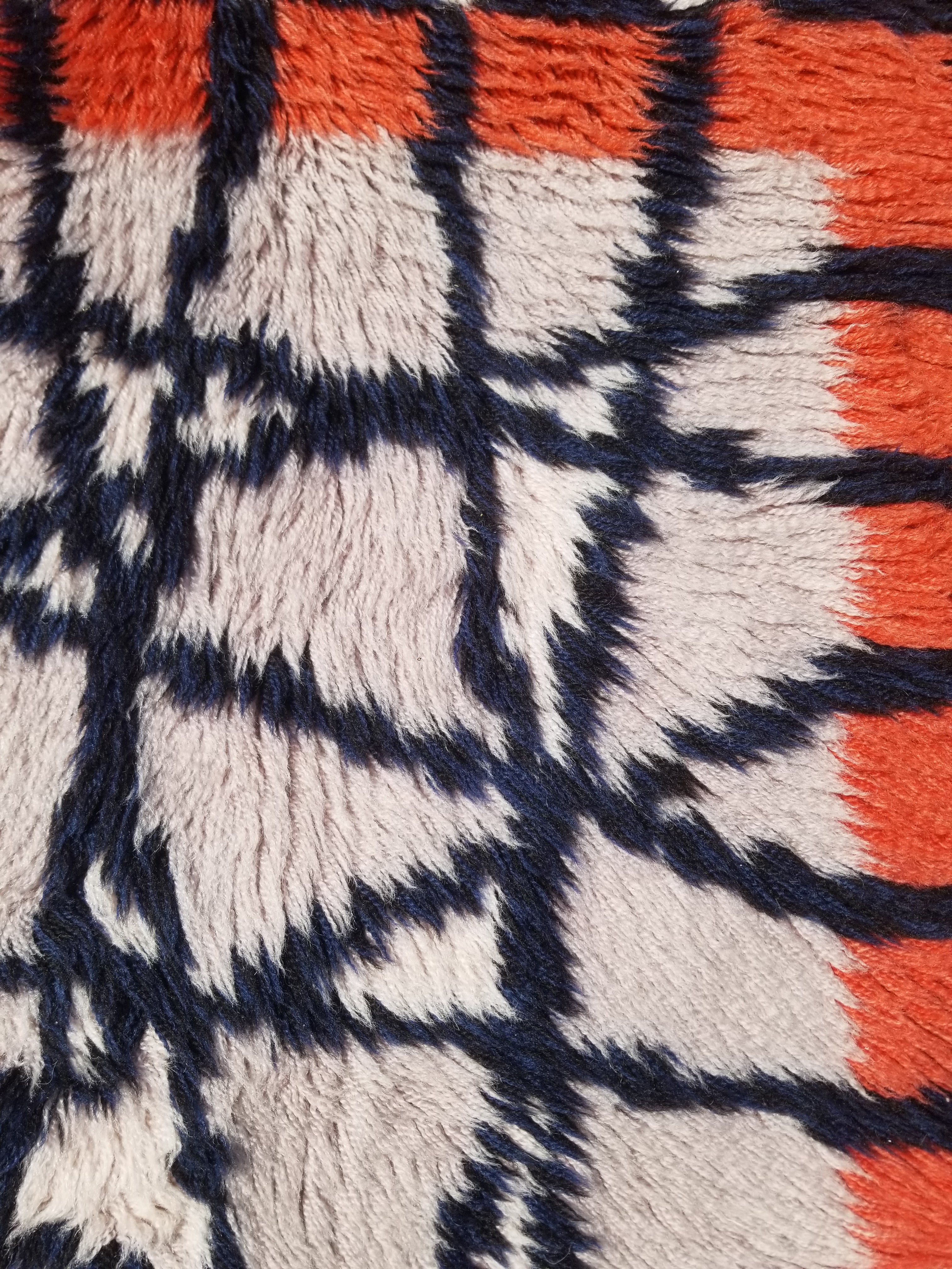 Vintage Traditional Handwoven Scandinavian Wool Shag Rya Rug 131x77cm