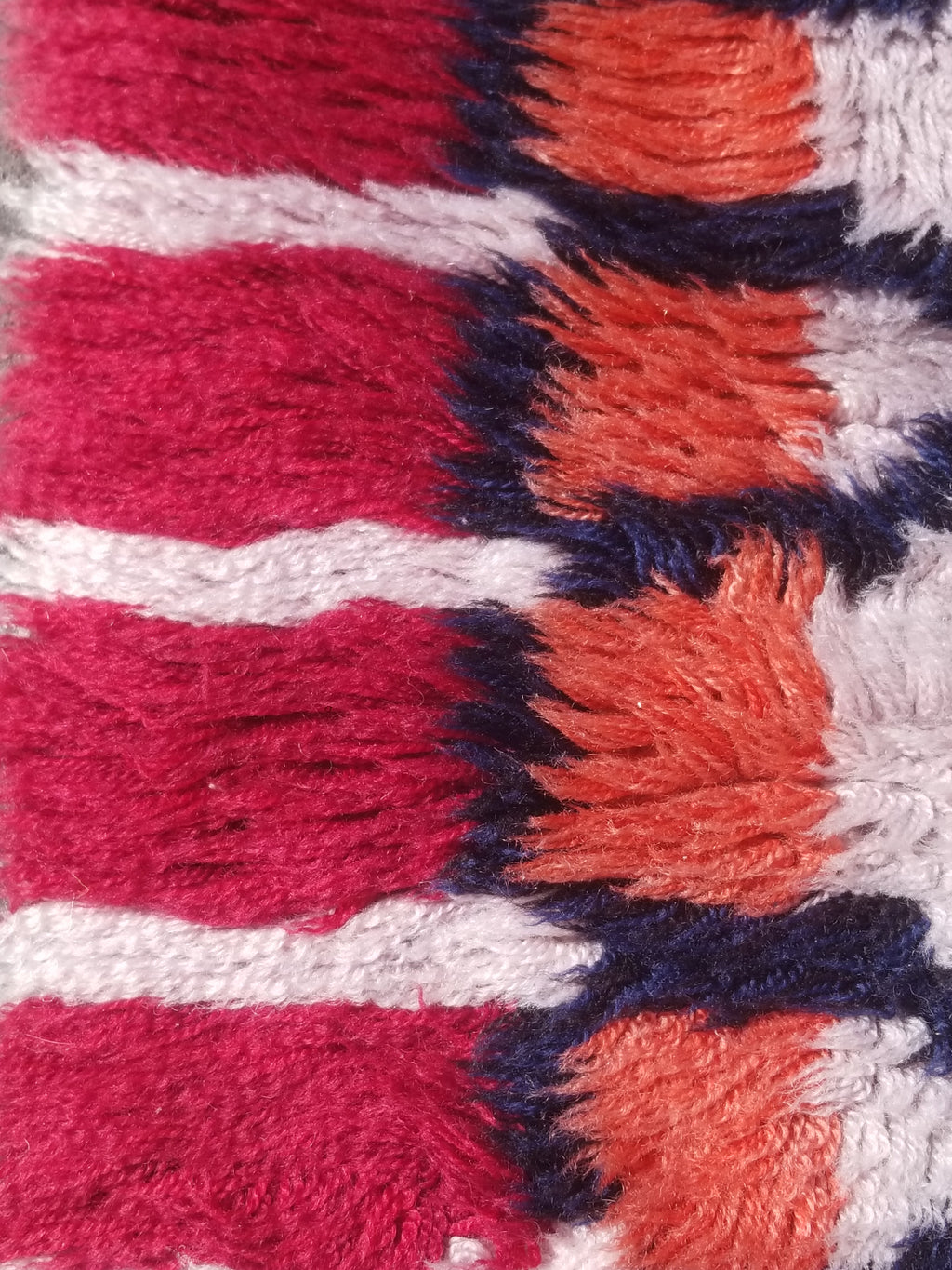 Vintage Traditional Handwoven Scandinavian Wool Shag Rya Rug 131x77cm