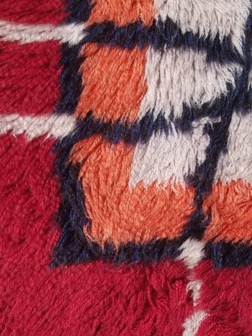Vintage Traditional Handwoven Scandinavian Wool Shag Rya Rug 131x77cm
