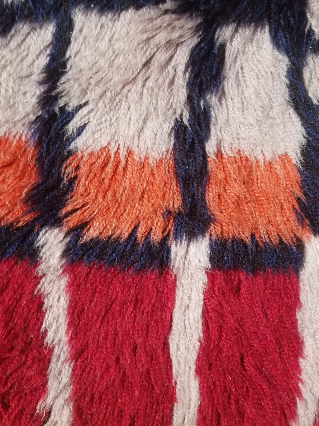 Vintage Traditional Handwoven Scandinavian Wool Shag Rya Rug 131x77cm