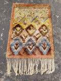 Vintage Traditional Handwoven Scandinavian Wool Rya Shag Rug 116x82cm