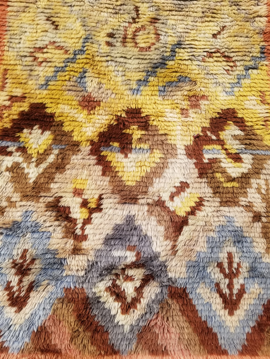 Vintage Traditional Handwoven Scandinavian Wool Rya Shag Rug 116x82cm