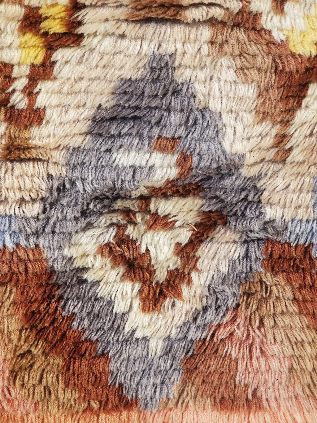 Vintage Traditional Handwoven Scandinavian Wool Rya Shag Rug 116x82cm