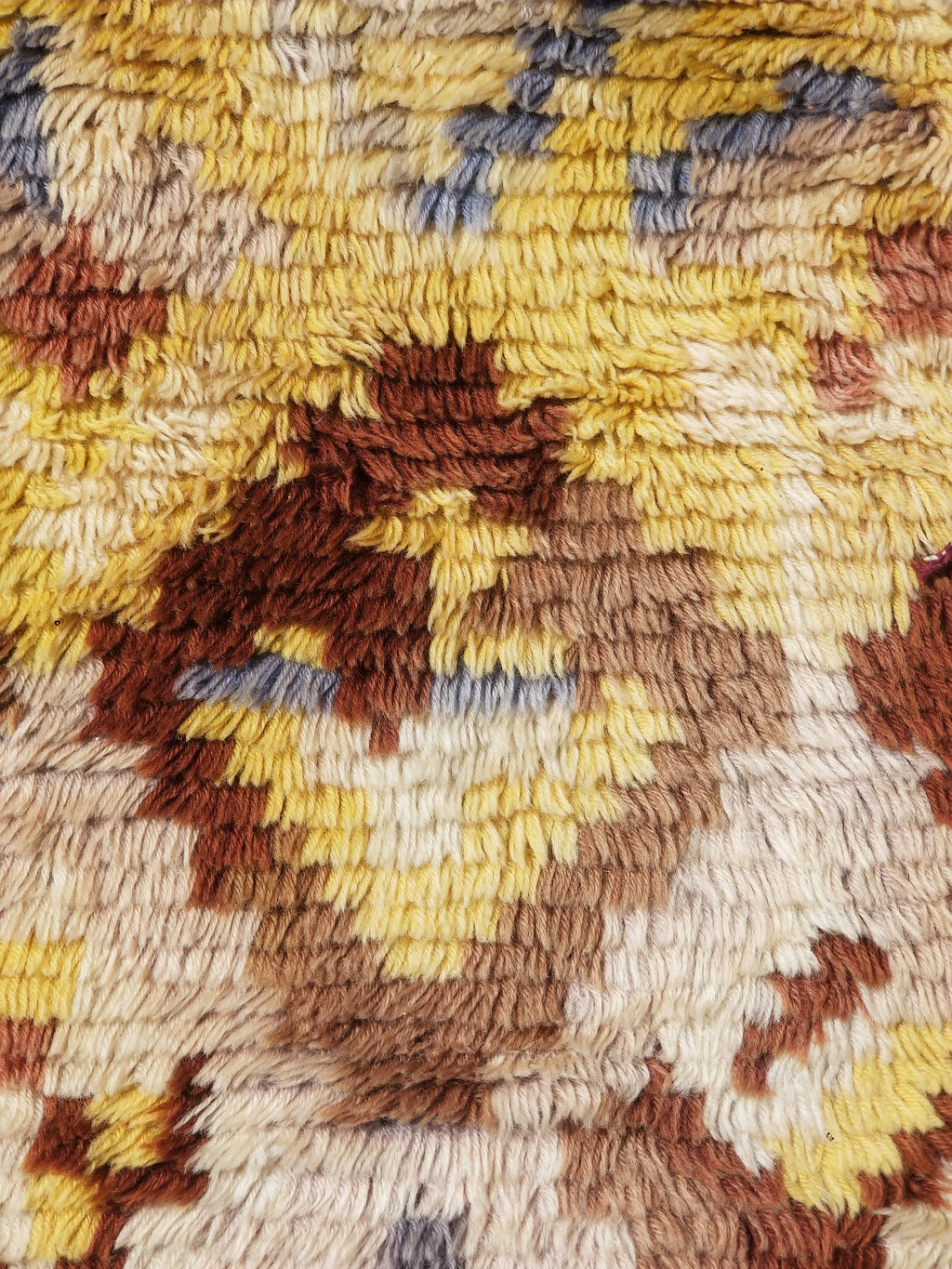 Vintage Traditional Handwoven Scandinavian Wool Rya Shag Rug 116x82cm