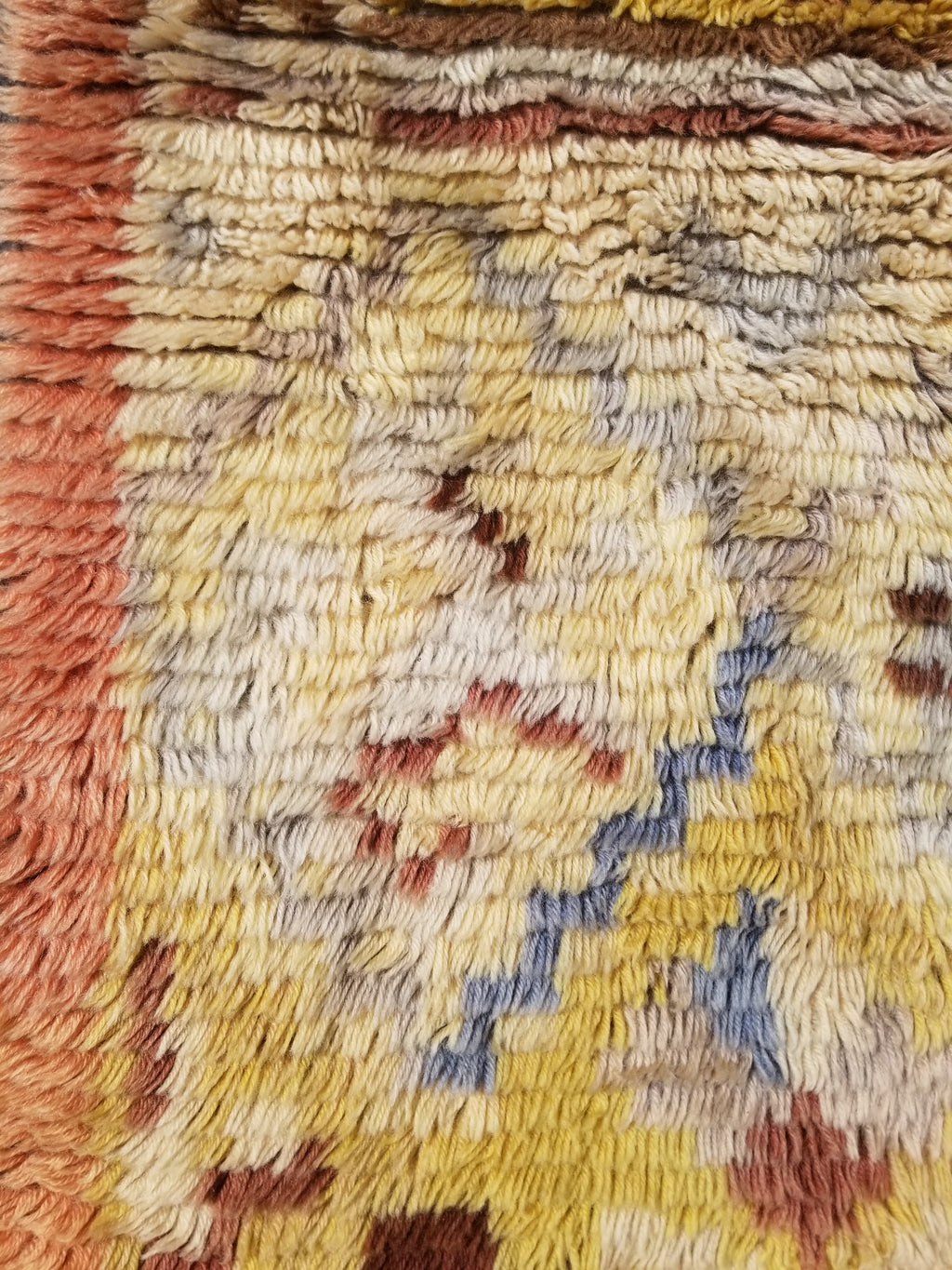 Vintage Traditional Handwoven Scandinavian Wool Rya Shag Rug 116x82cm
