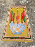 Vintage Traditional Handwoven Moroccan Wool Shaggy Rya Rug 205x110cm